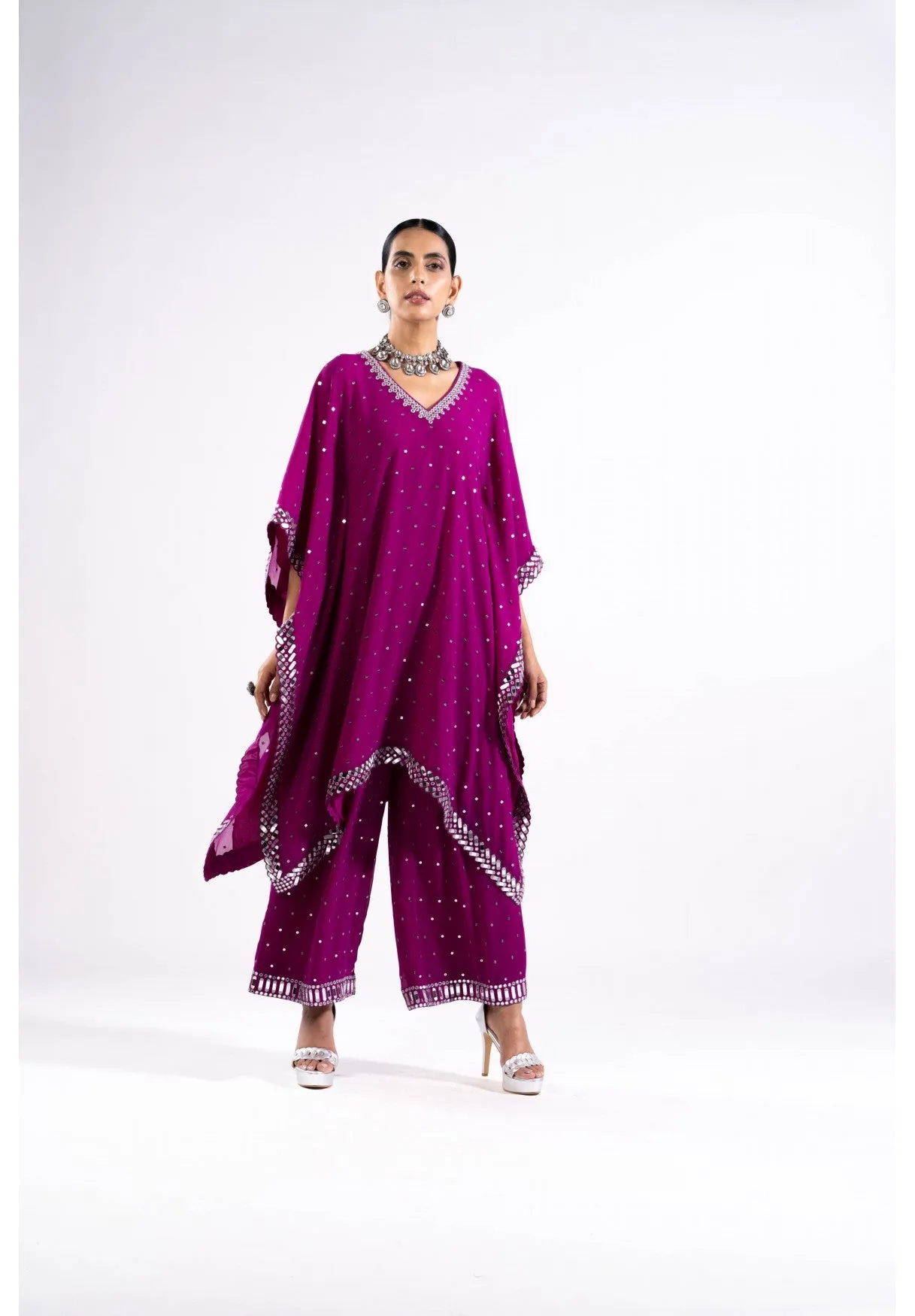 Pop Wine Kaftan Set