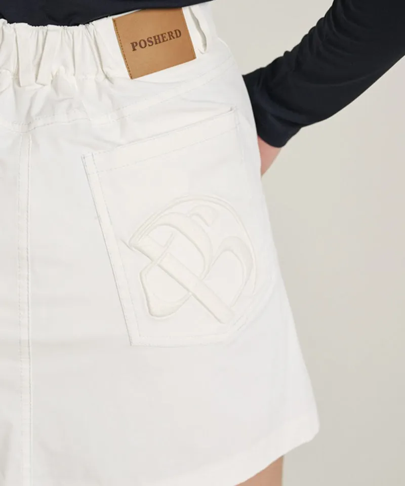 POSHERD High-Fleece Stitch Mesh Skirt - White