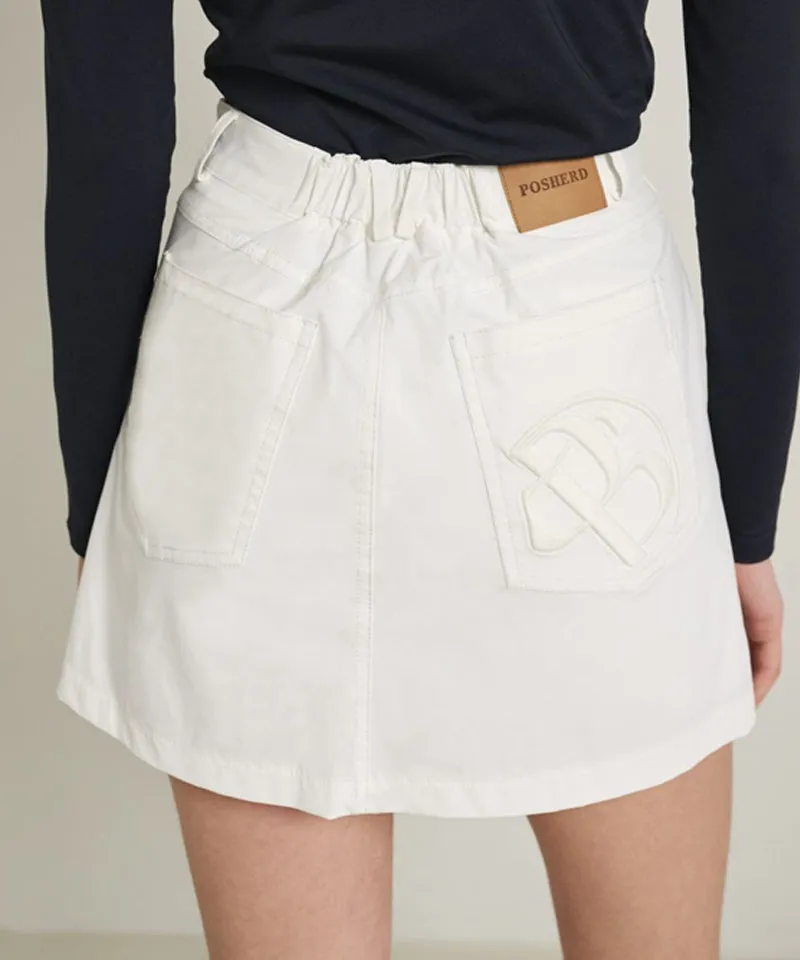 POSHERD High-Fleece Stitch Mesh Skirt - White