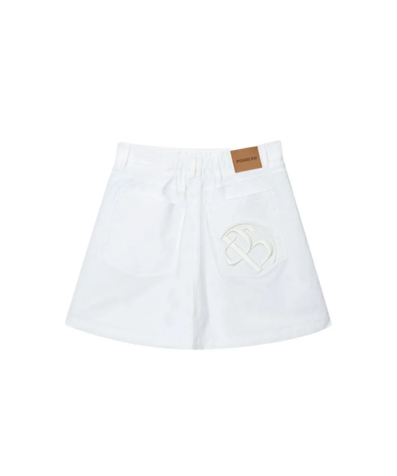 POSHERD High-Fleece Stitch Mesh Skirt - White