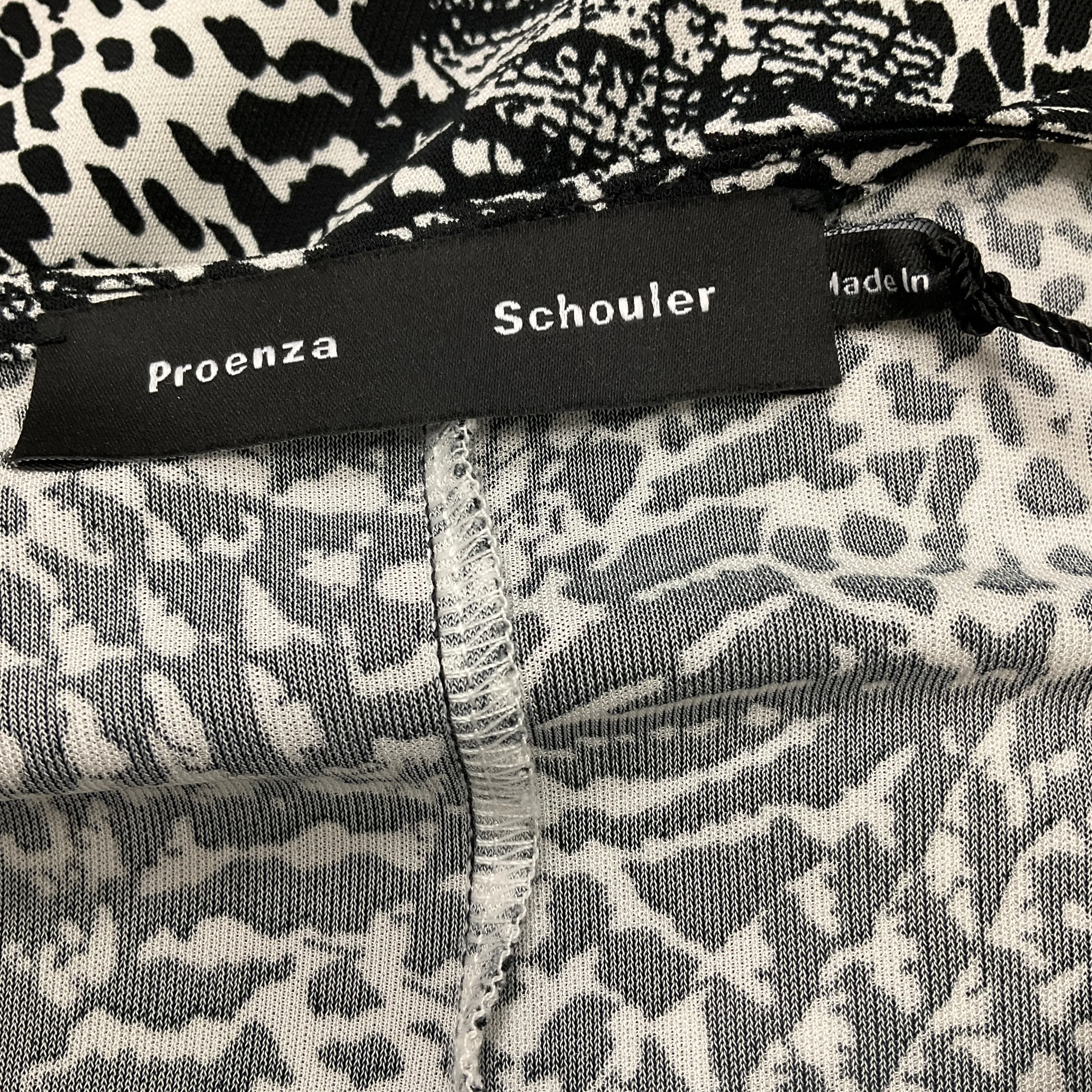 Proenza Schouler Black / White Printed Jersey Midi Dress