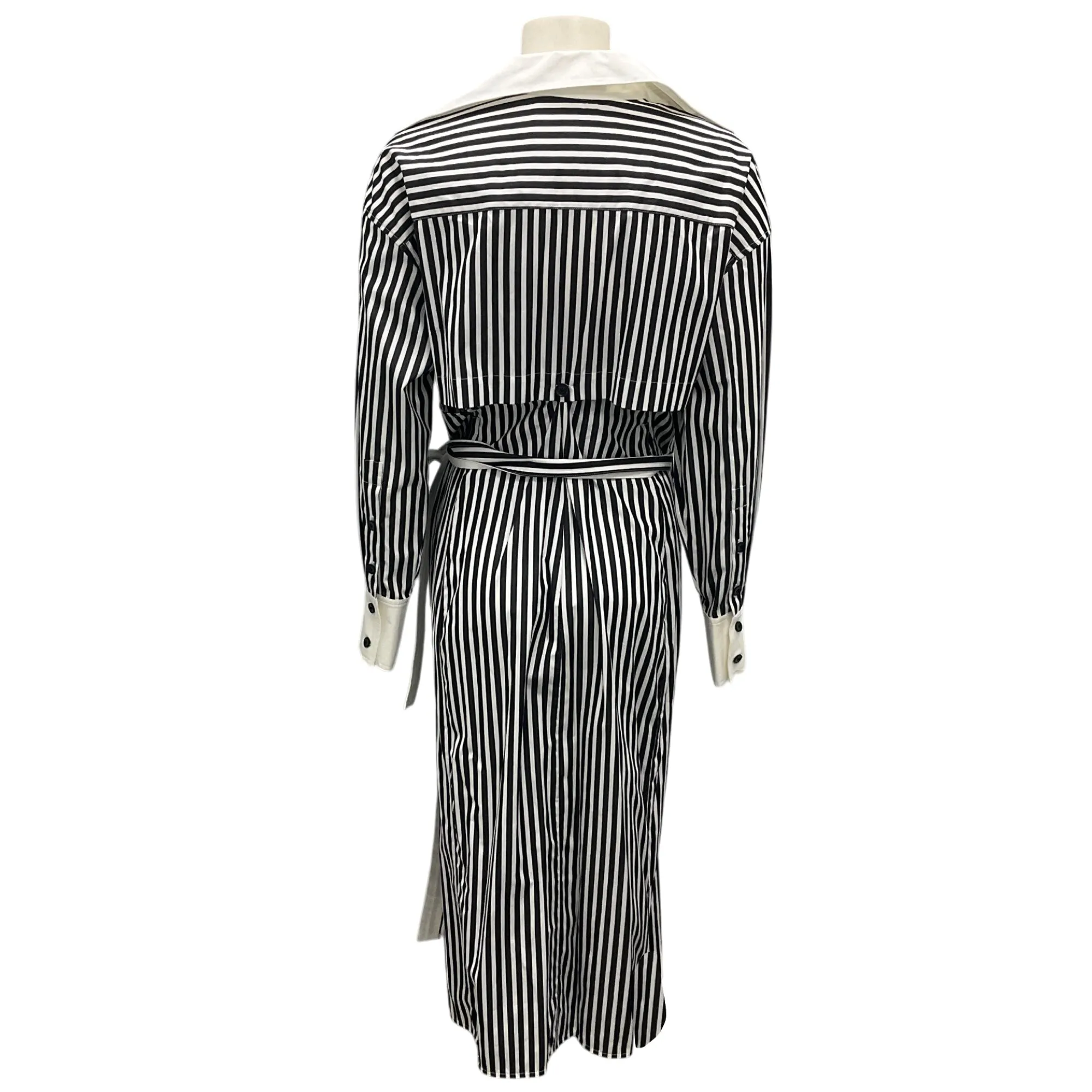 Proenza Schouler Black / White Striped Cotton Shirt Dress
