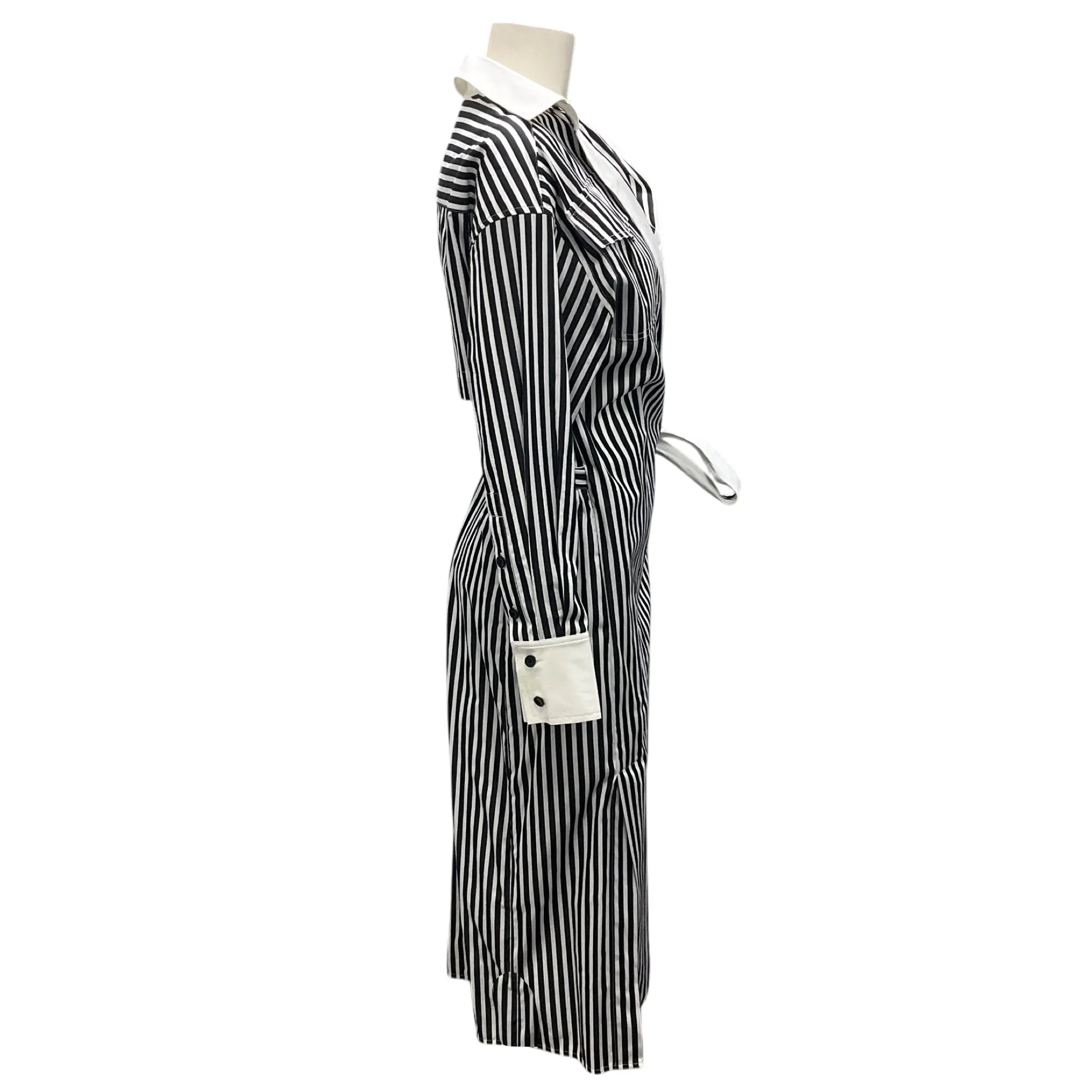 Proenza Schouler Black / White Striped Cotton Shirt Dress