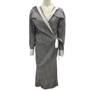 Proenza Schouler Black / White Striped Cotton Shirt Dress
