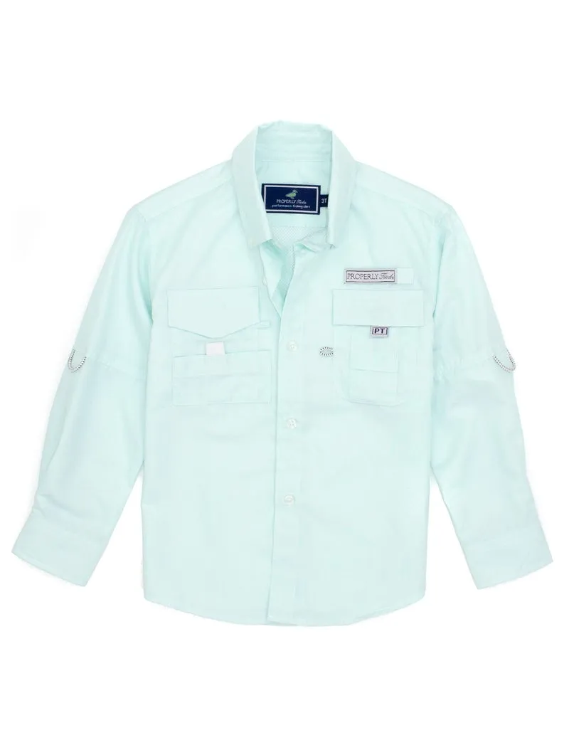 Properly Tied Boys Fishing Shirt - Seafoam
