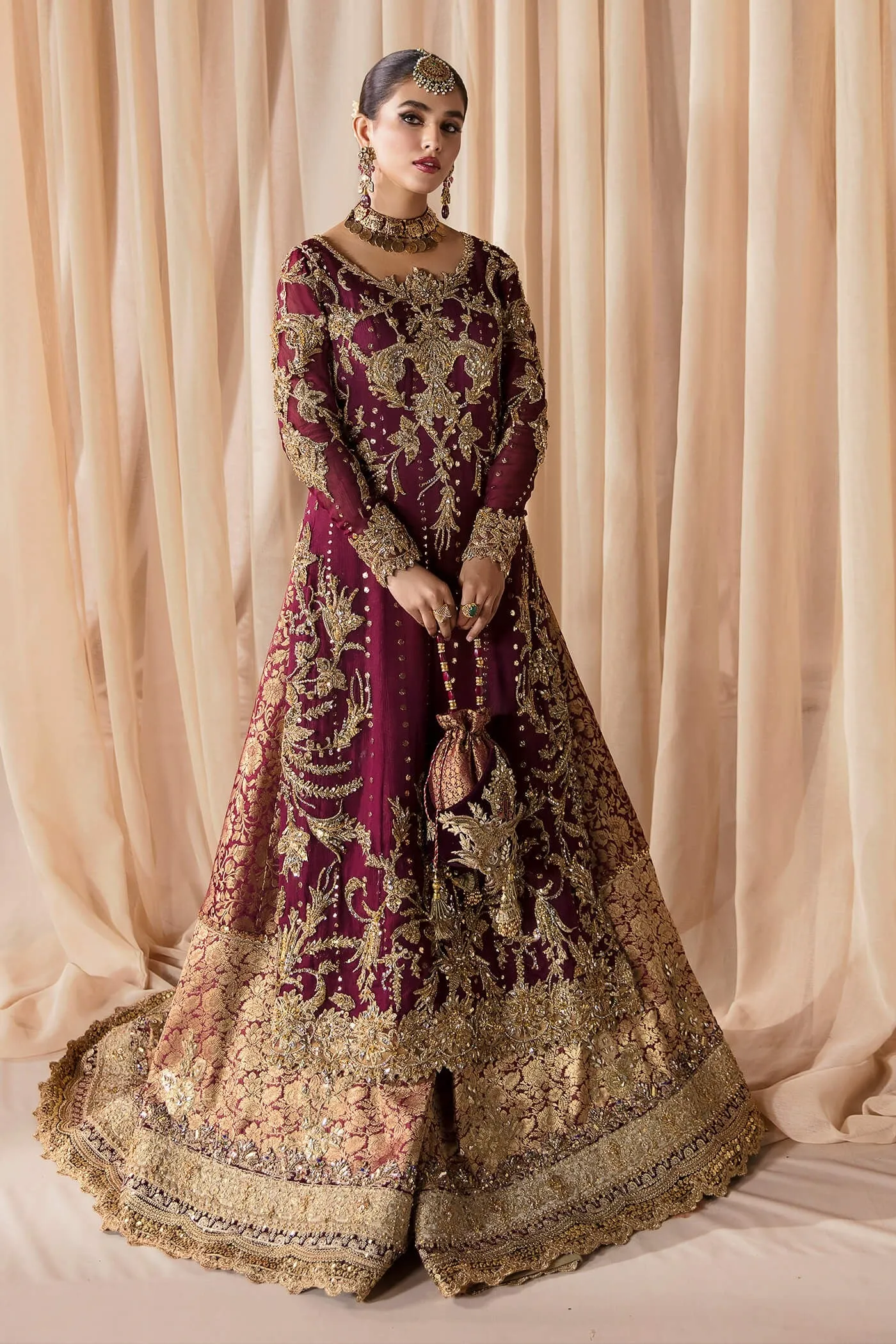 Purple Chiffon Lehenga Shirt Pakistani Wedding Dresses
