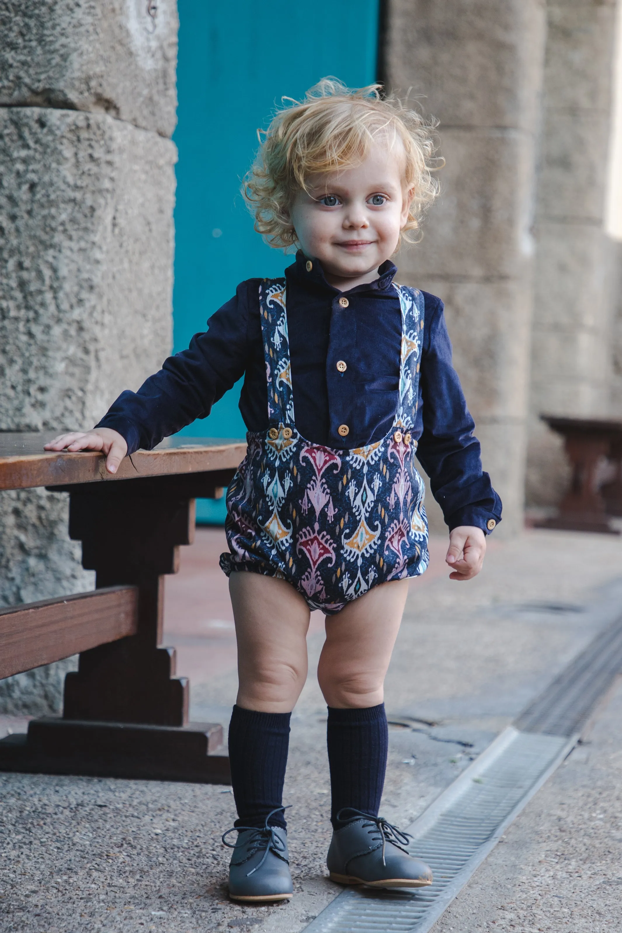 "Jaxon" Navy Shirt & Jacquard Print Jam Pants