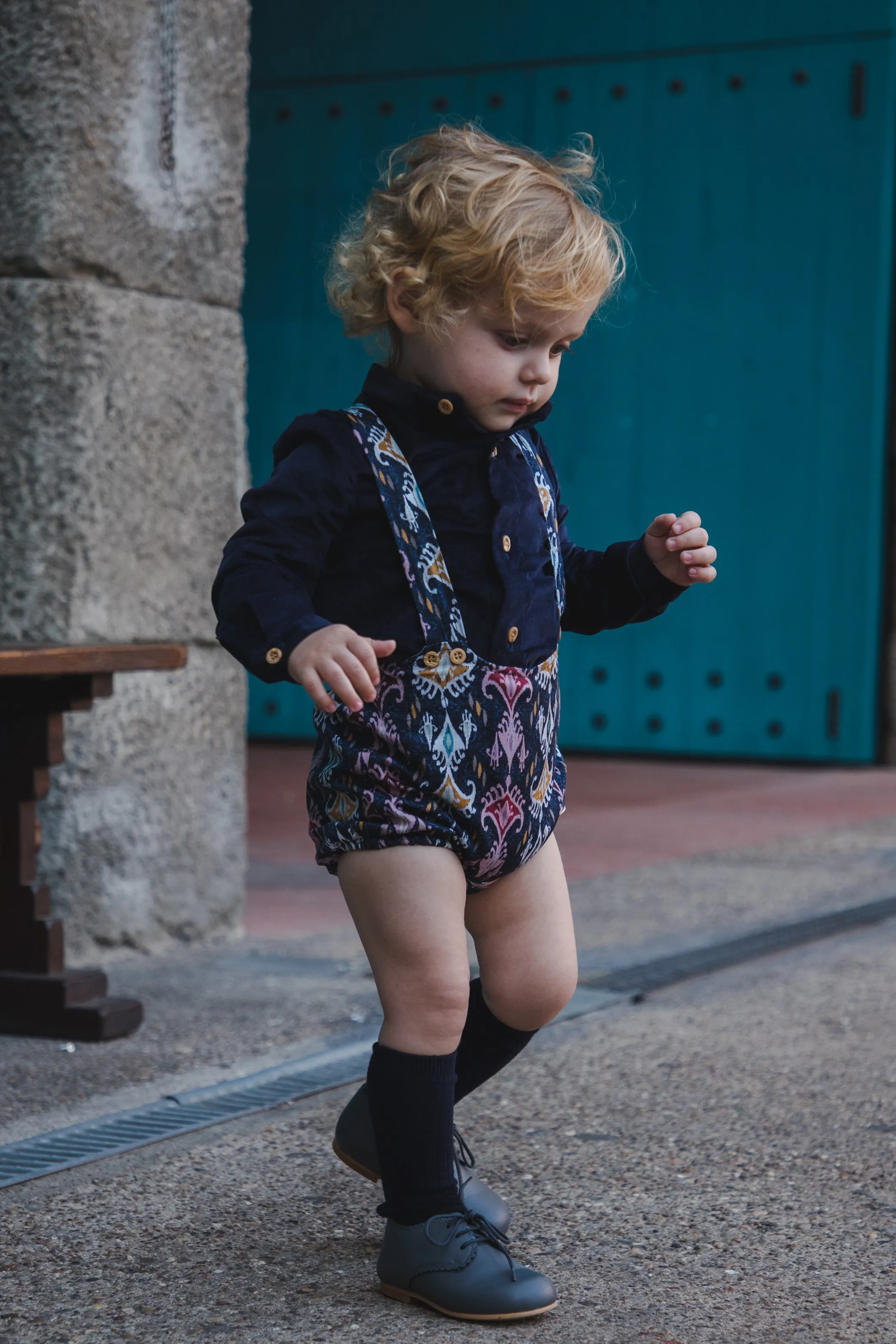"Jaxon" Navy Shirt & Jacquard Print Jam Pants