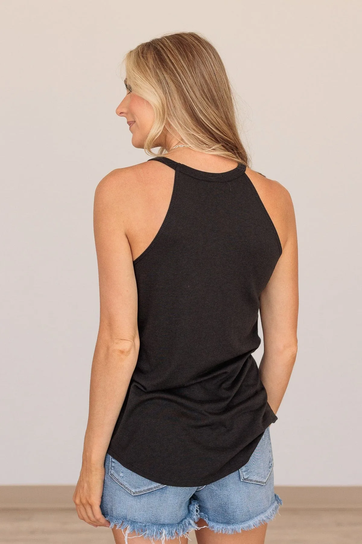 "Take Me Out To The Ball Game" Graphic Tank- Black