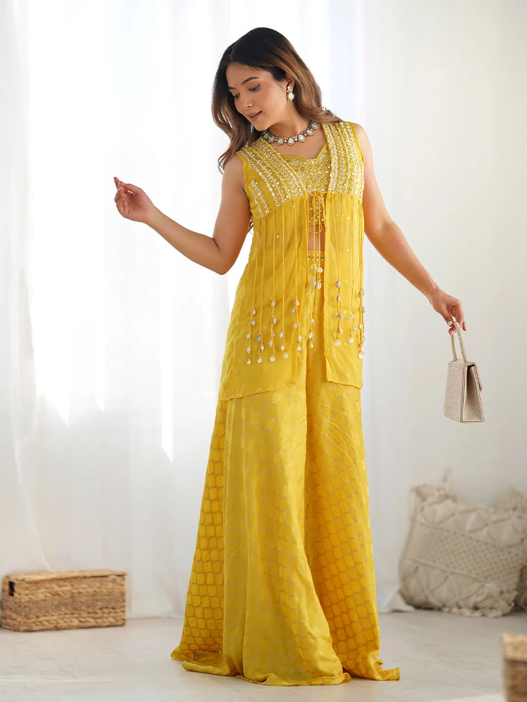 Radiate Grace and Charm Marigold Yellow Palazzo Set