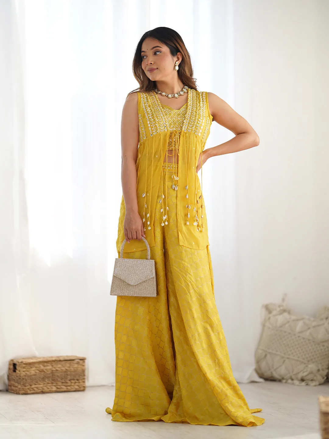 Radiate Grace and Charm Marigold Yellow Palazzo Set