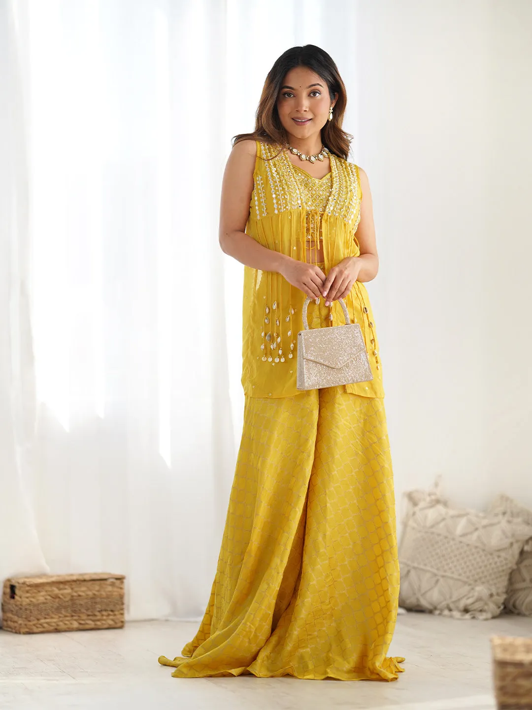Radiate Grace and Charm Marigold Yellow Palazzo Set