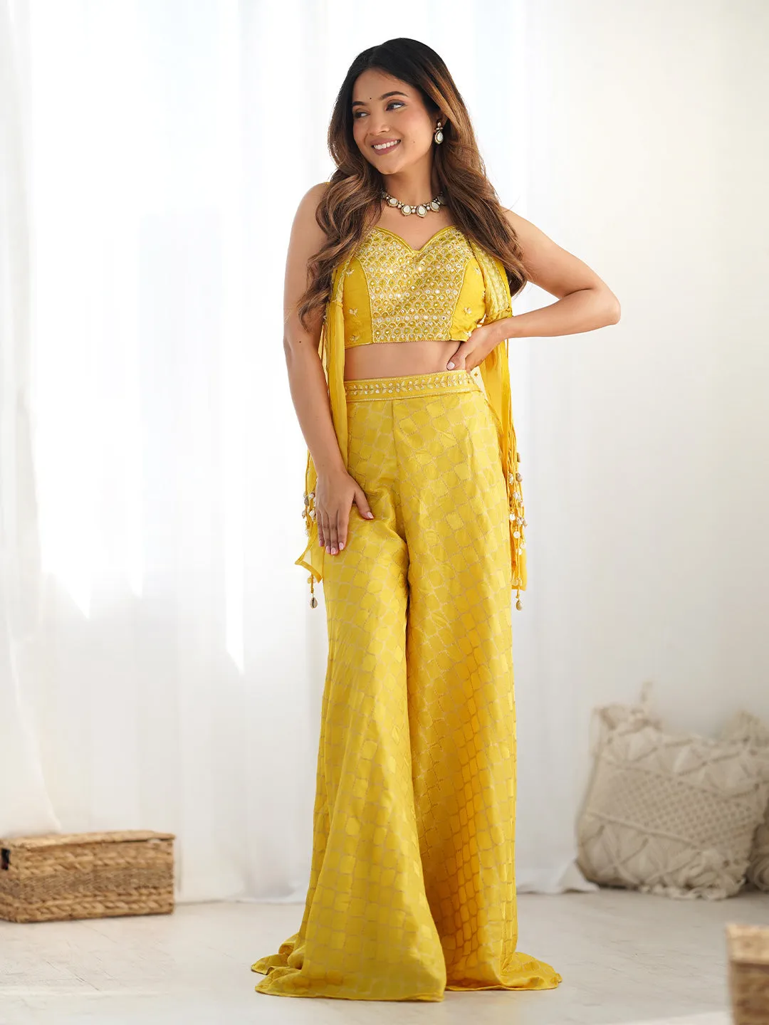 Radiate Grace and Charm Marigold Yellow Palazzo Set