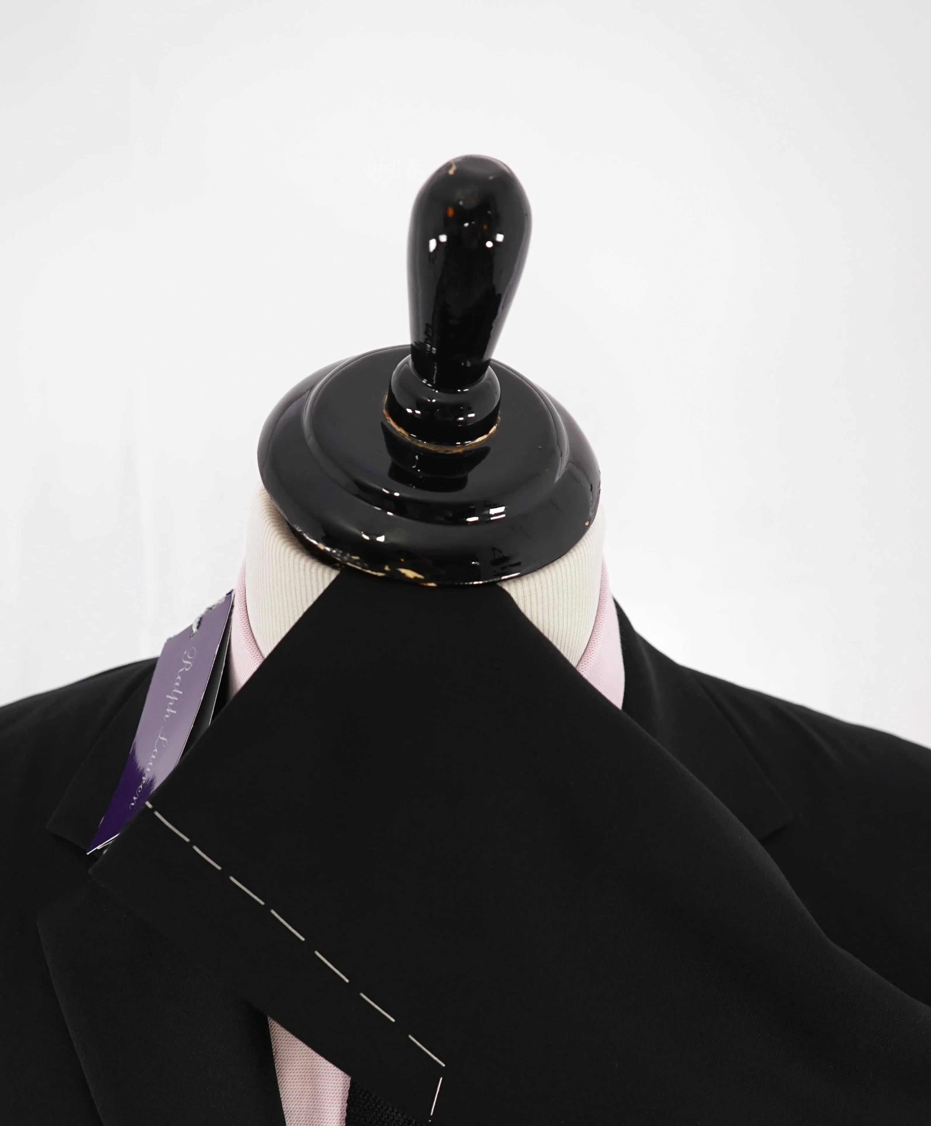 RALPH LAUREN PURPLE LABEL - Notch Lapel Black Tuxedo Suit With Side Tabs - 42R