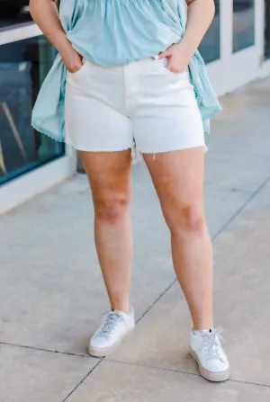 Ready for Anything White Denim Shorts