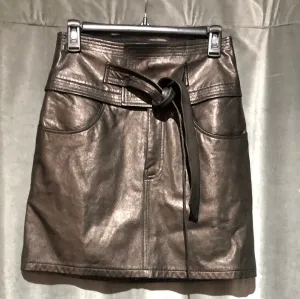 Rebecca Minkoff Black Leather Short Skirt with Faux Ribbon Tie