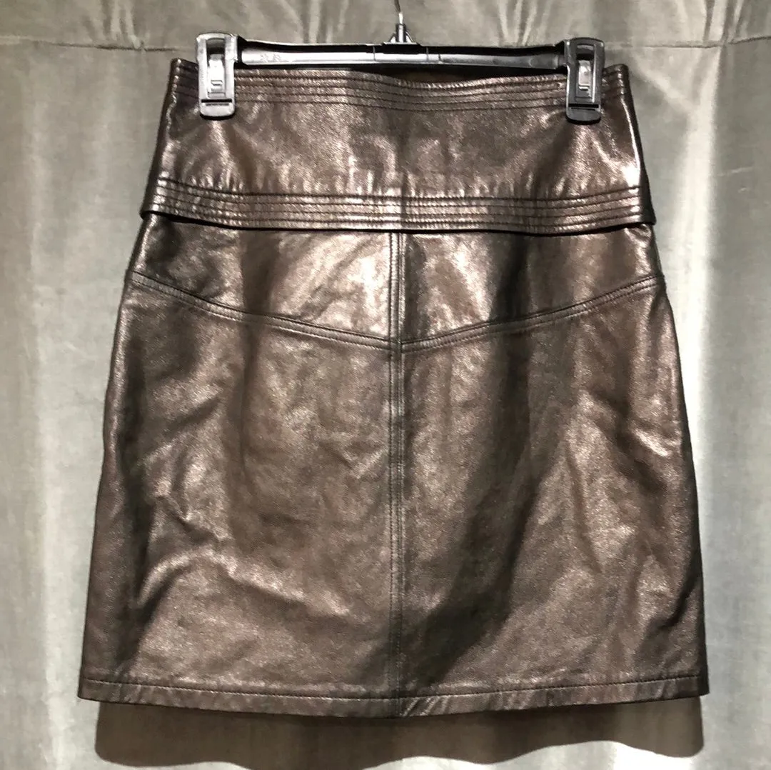Rebecca Minkoff Black Leather Short Skirt with Faux Ribbon Tie
