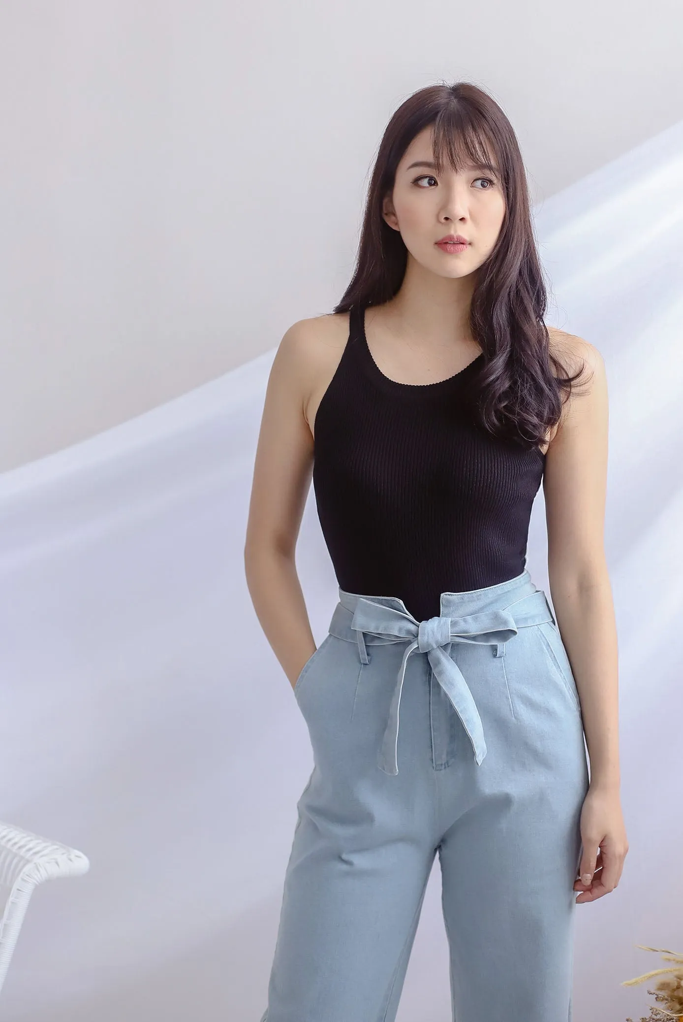 *Restocked* Gaby Knit Halter Top In Black