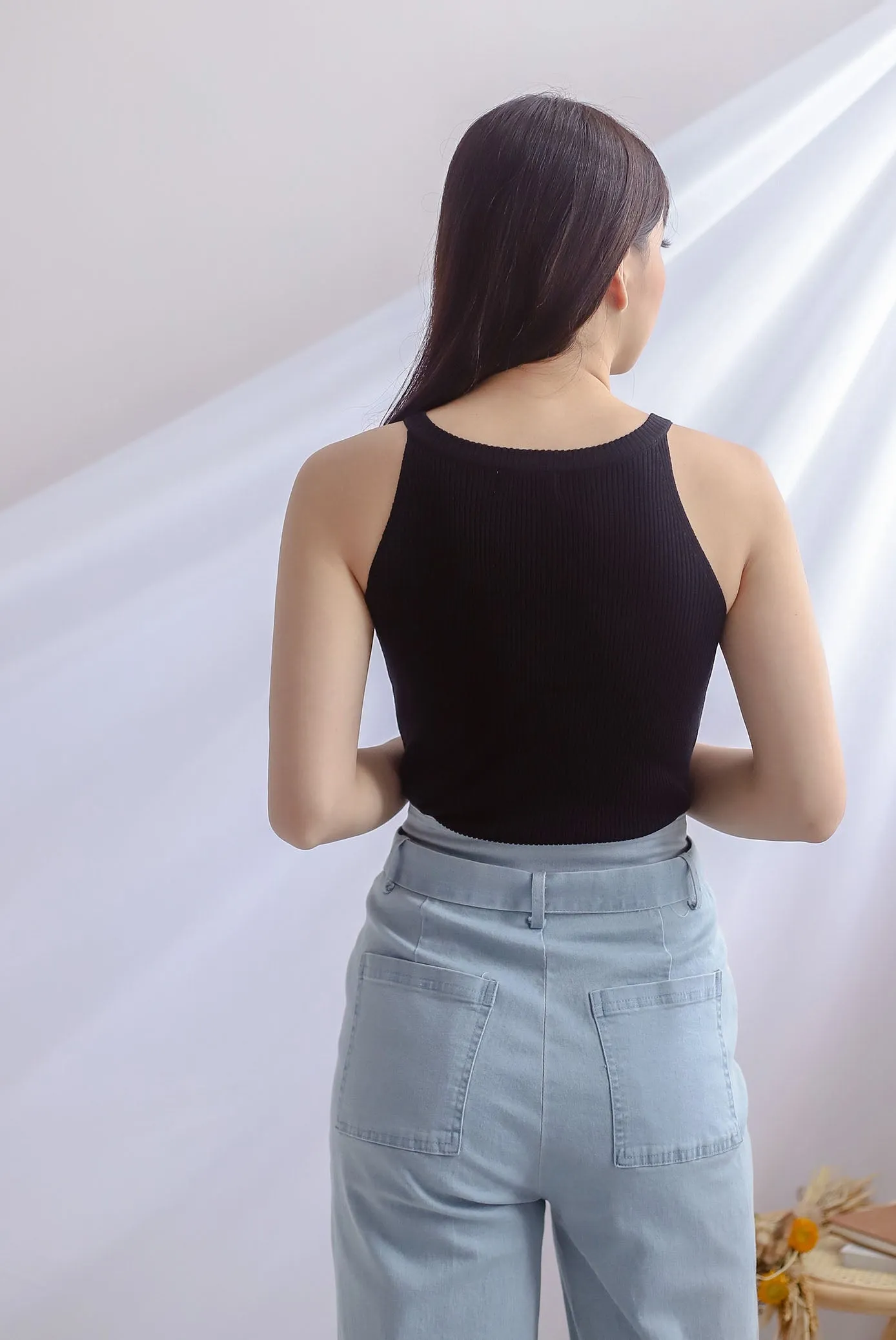*Restocked* Gaby Knit Halter Top In Black