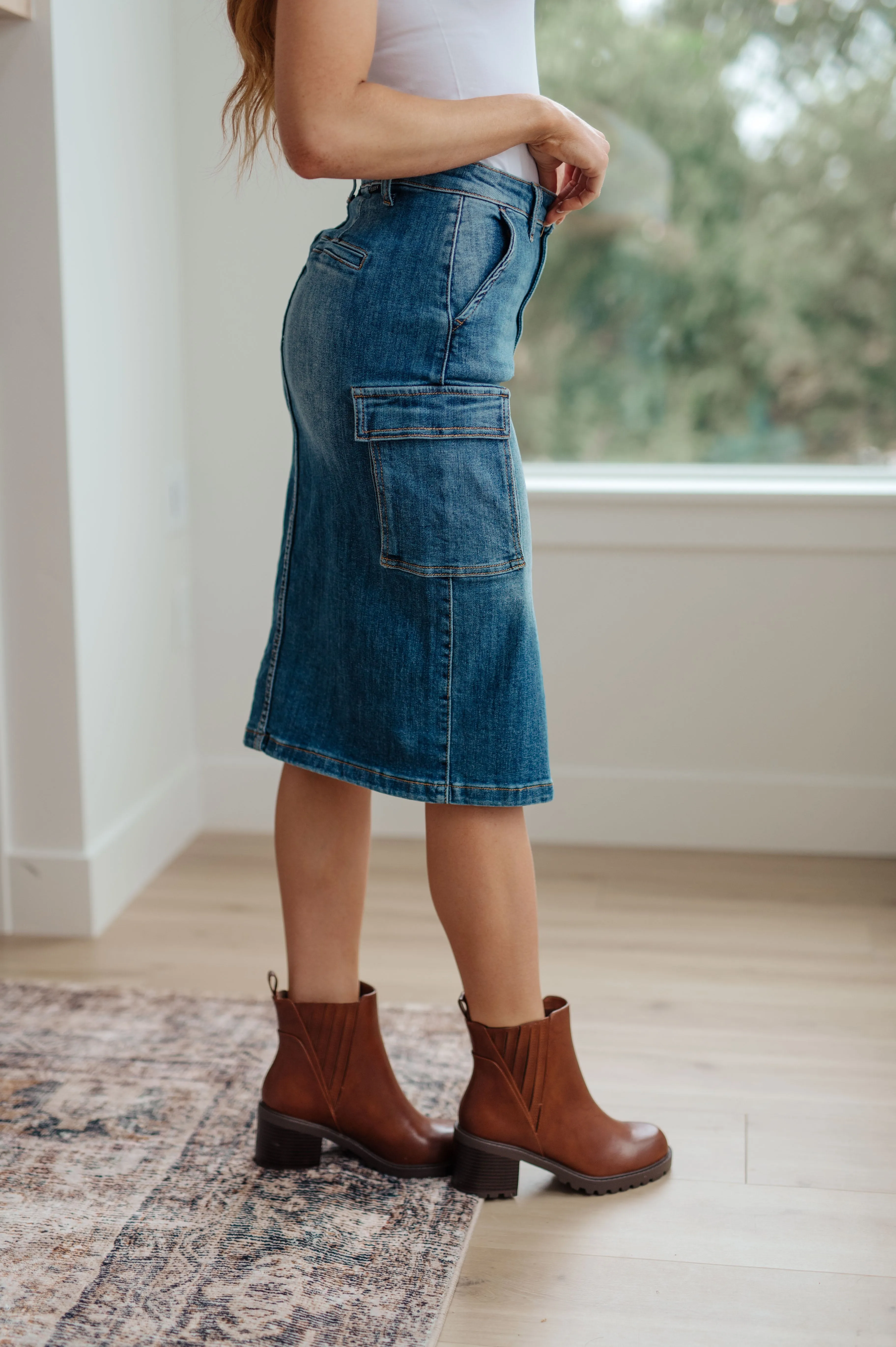 Risen Cargo Denim Skirt