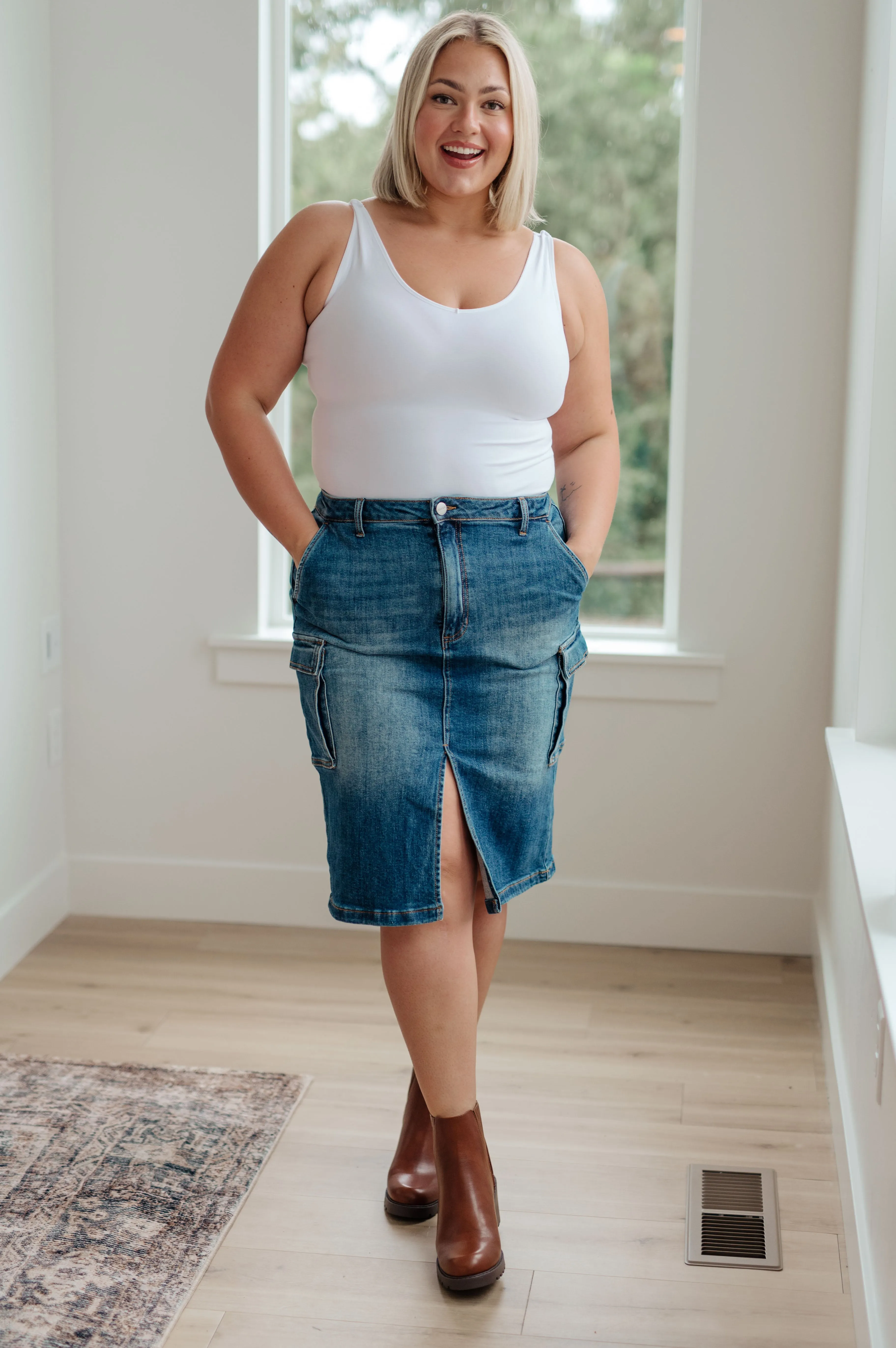 Risen Cargo Denim Skirt