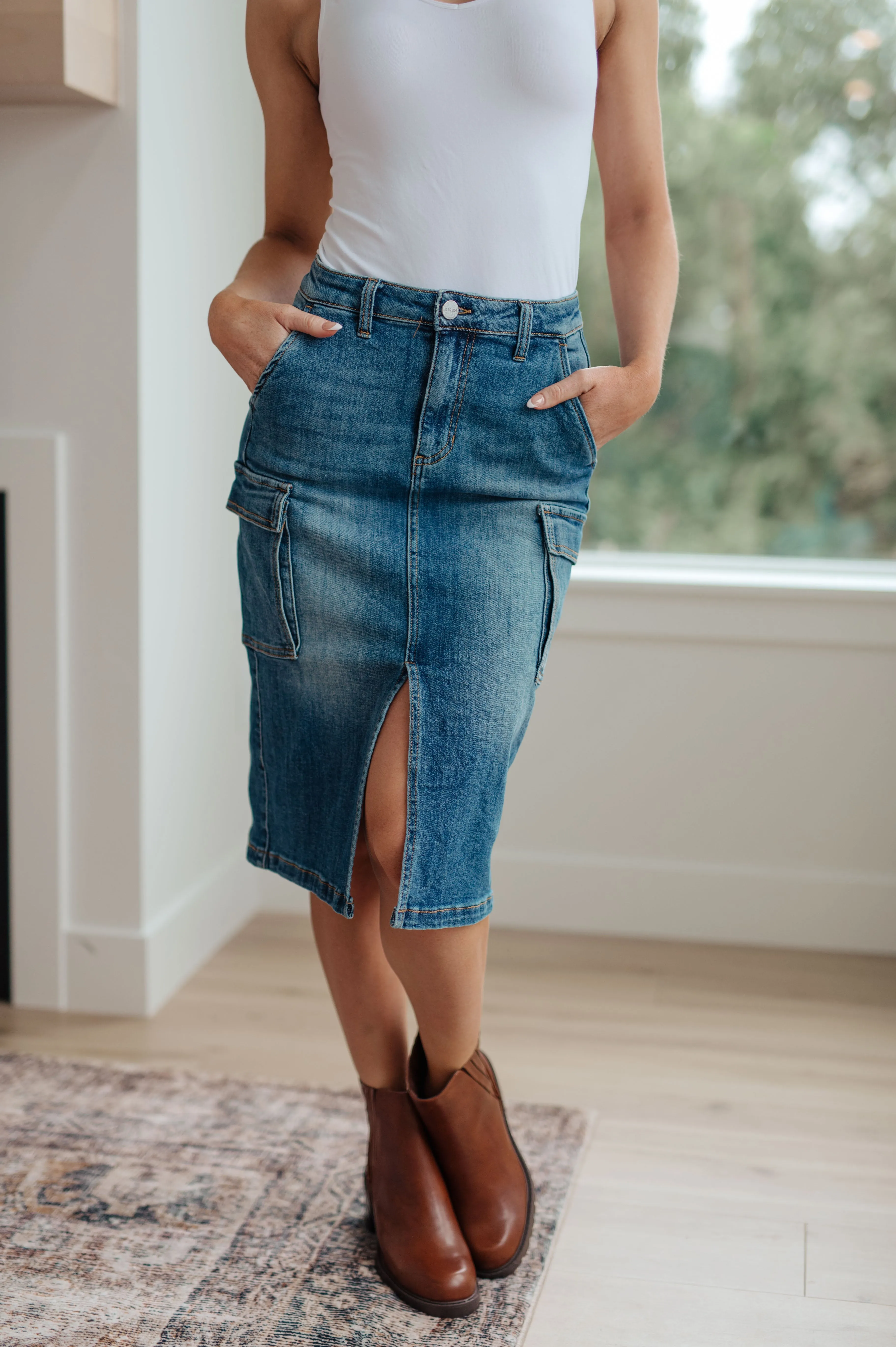 Risen Cargo Denim Skirt