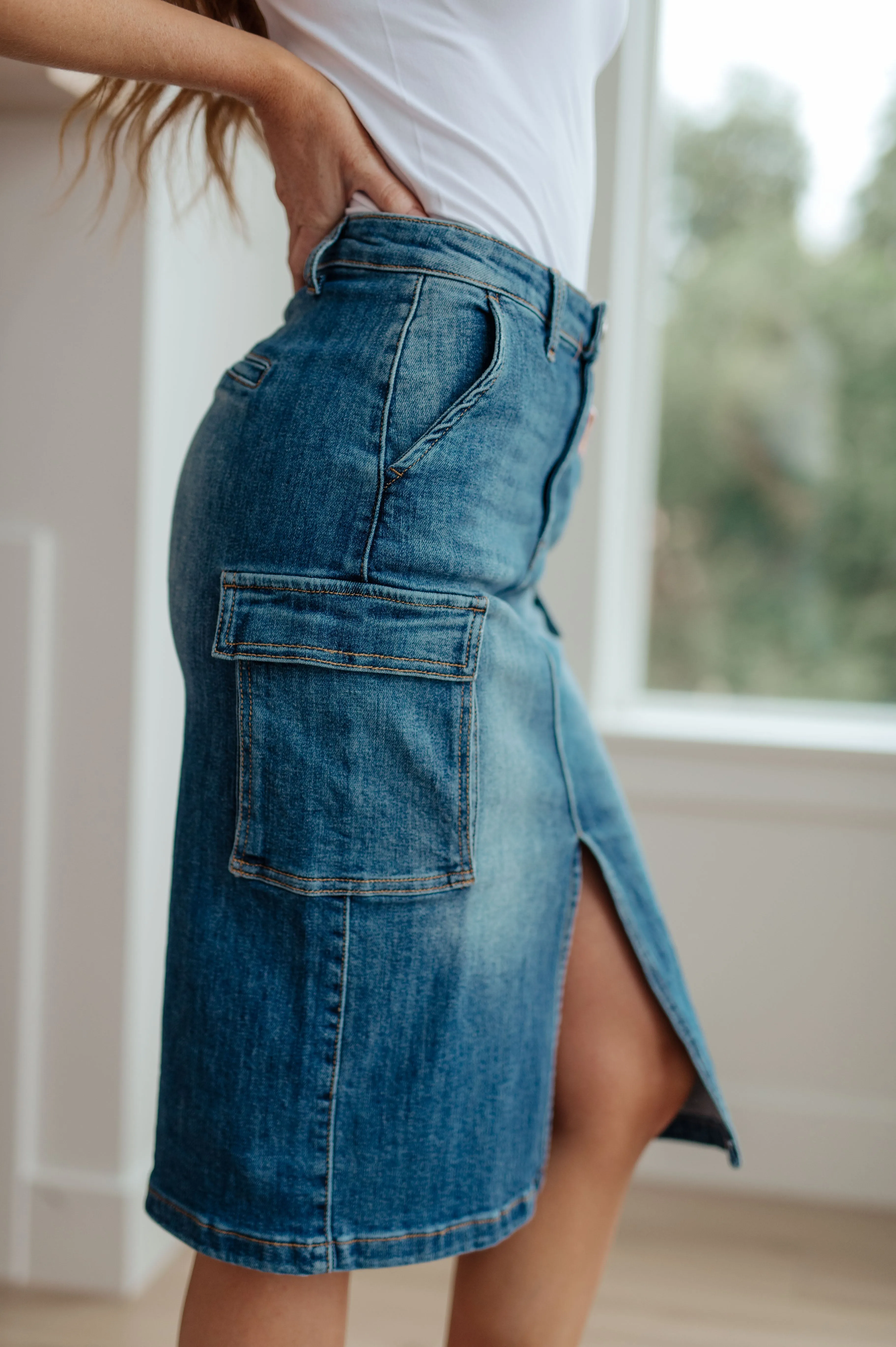 Risen Cargo Denim Skirt
