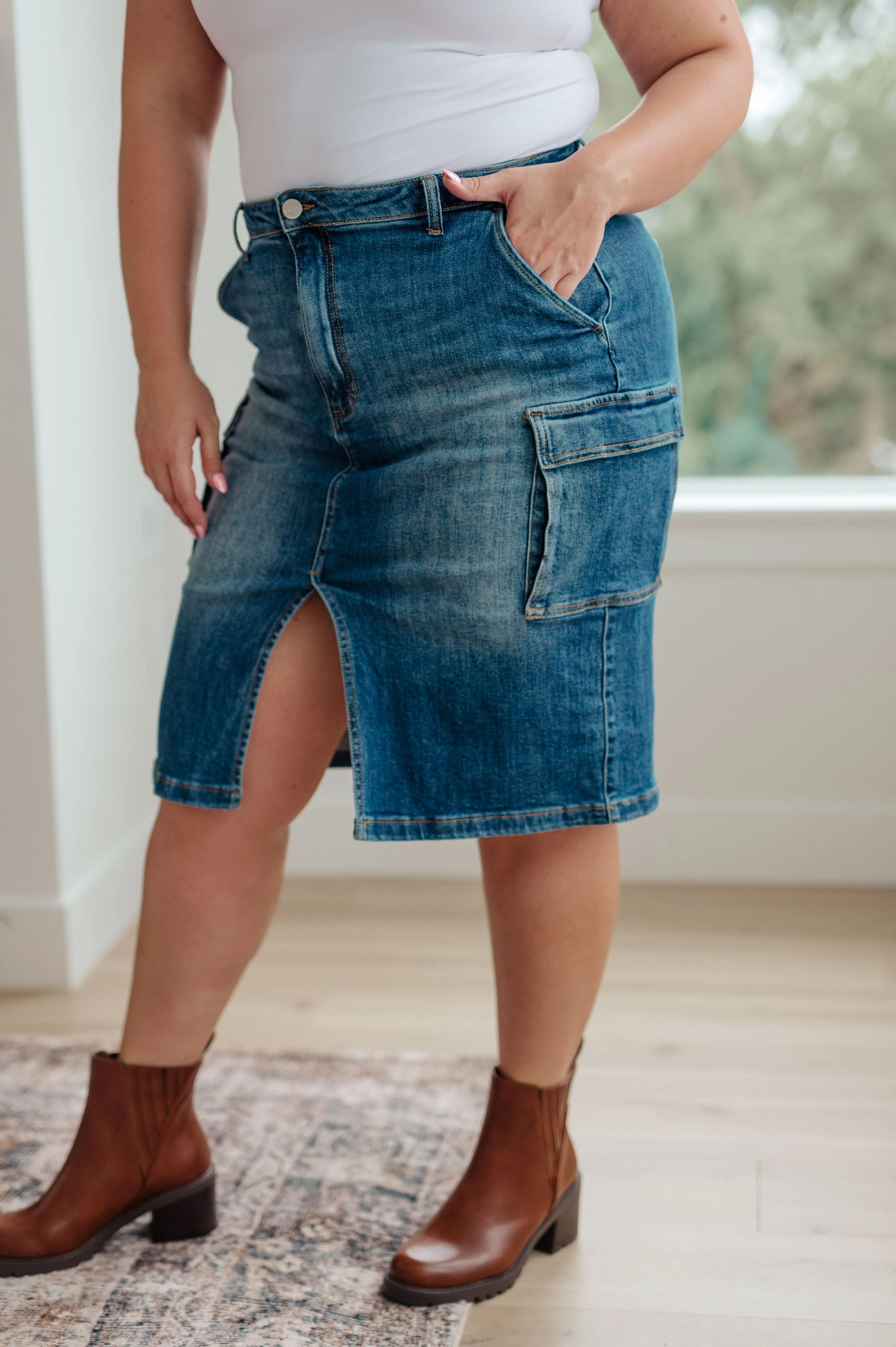 Risen Cargo Denim Skirt