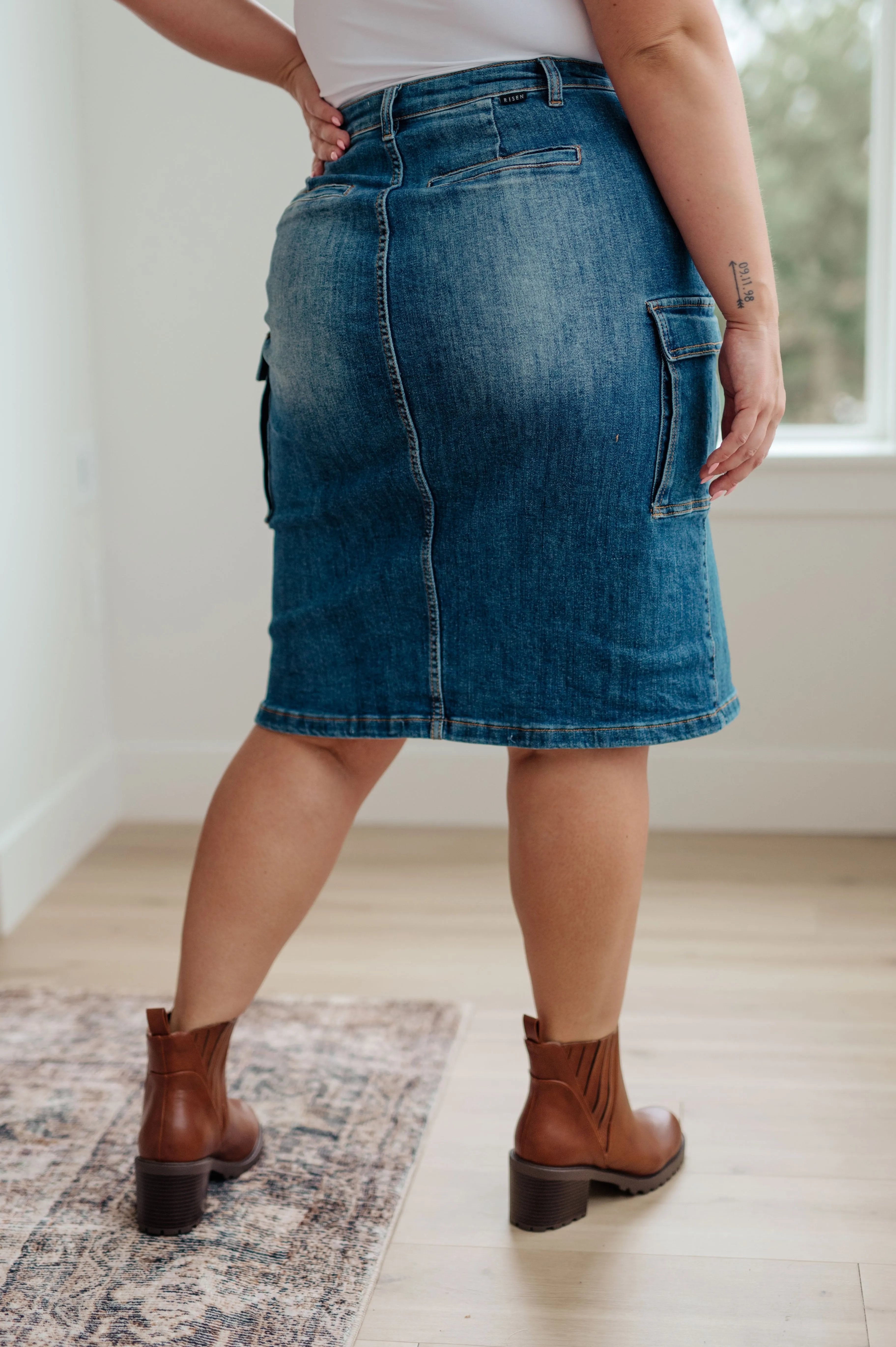 Risen Cargo Denim Skirt