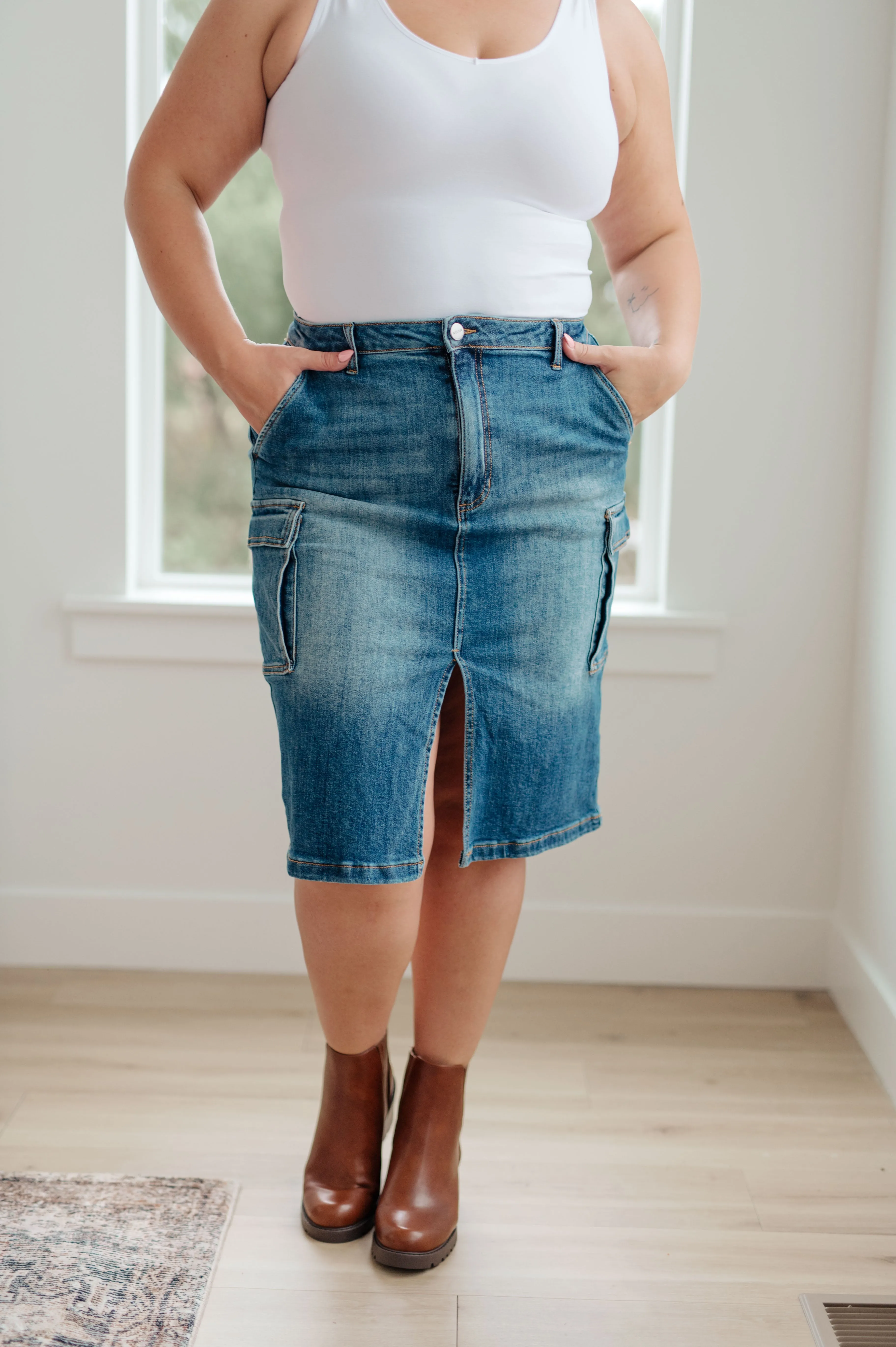 Risen Cargo Denim Skirt