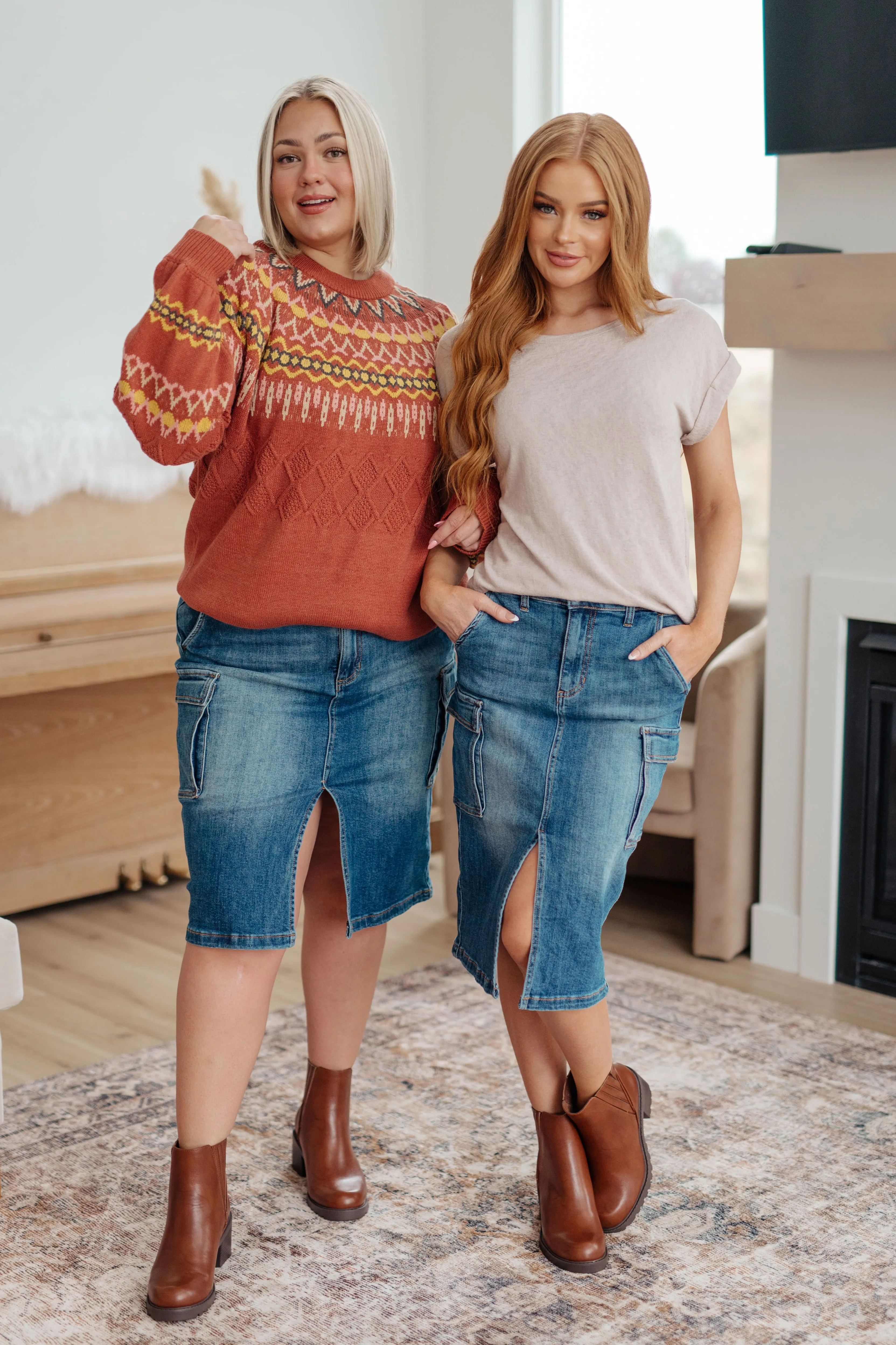Risen Cargo Denim Skirt