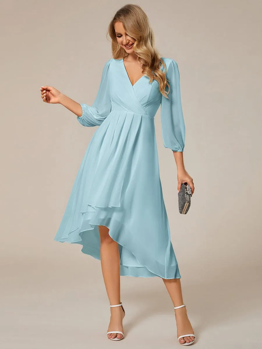 Robes de demoiselle d'honneur à manches longues et ourlet asymétrique