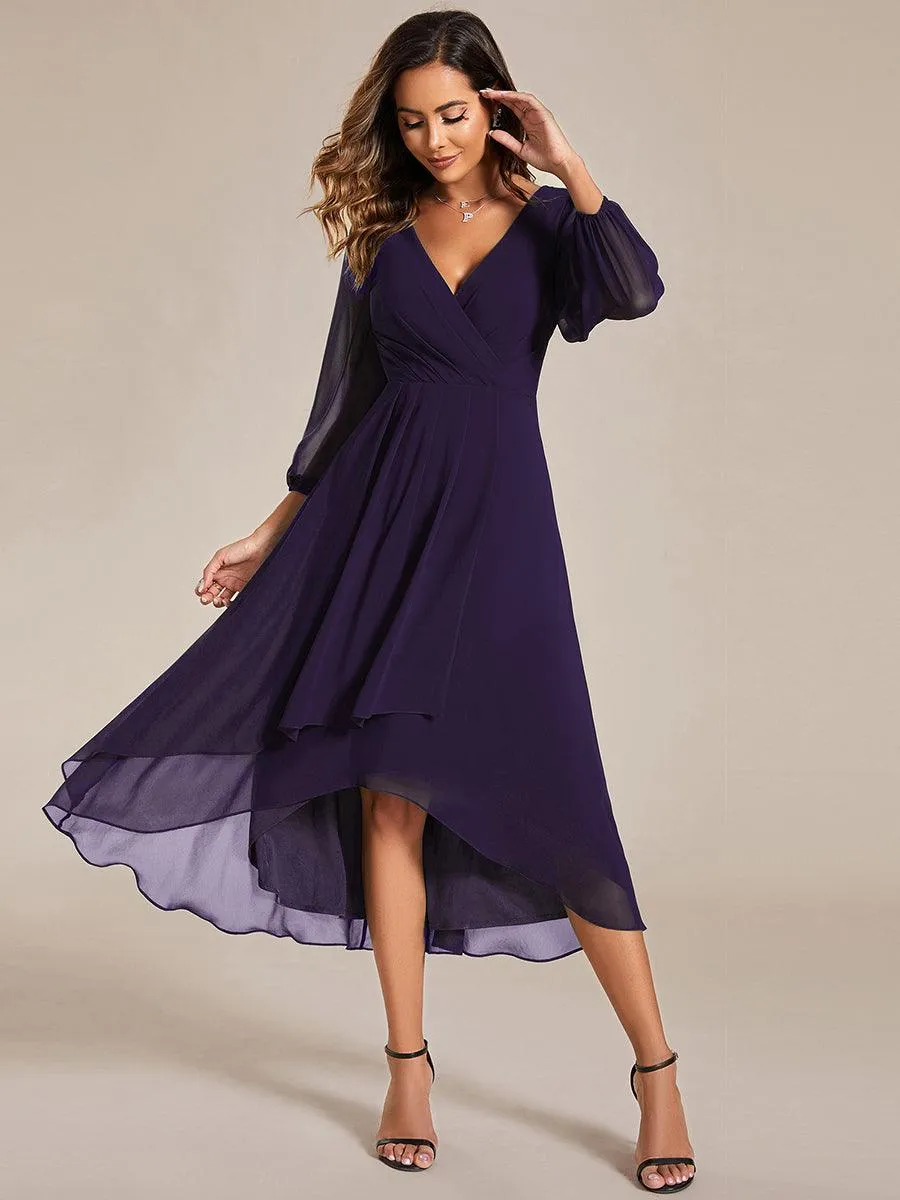 Robes de demoiselle d'honneur à manches longues et ourlet asymétrique