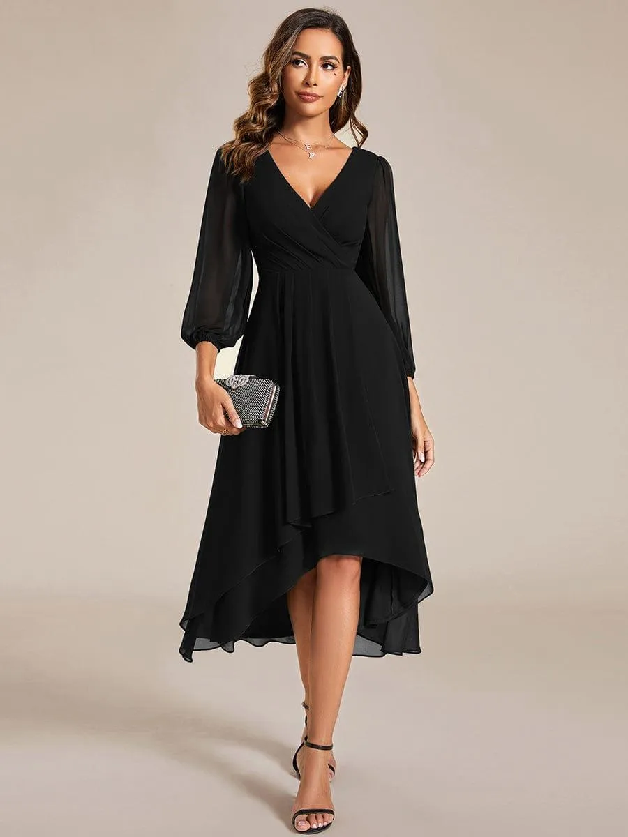 Robes de demoiselle d'honneur à manches longues et ourlet asymétrique