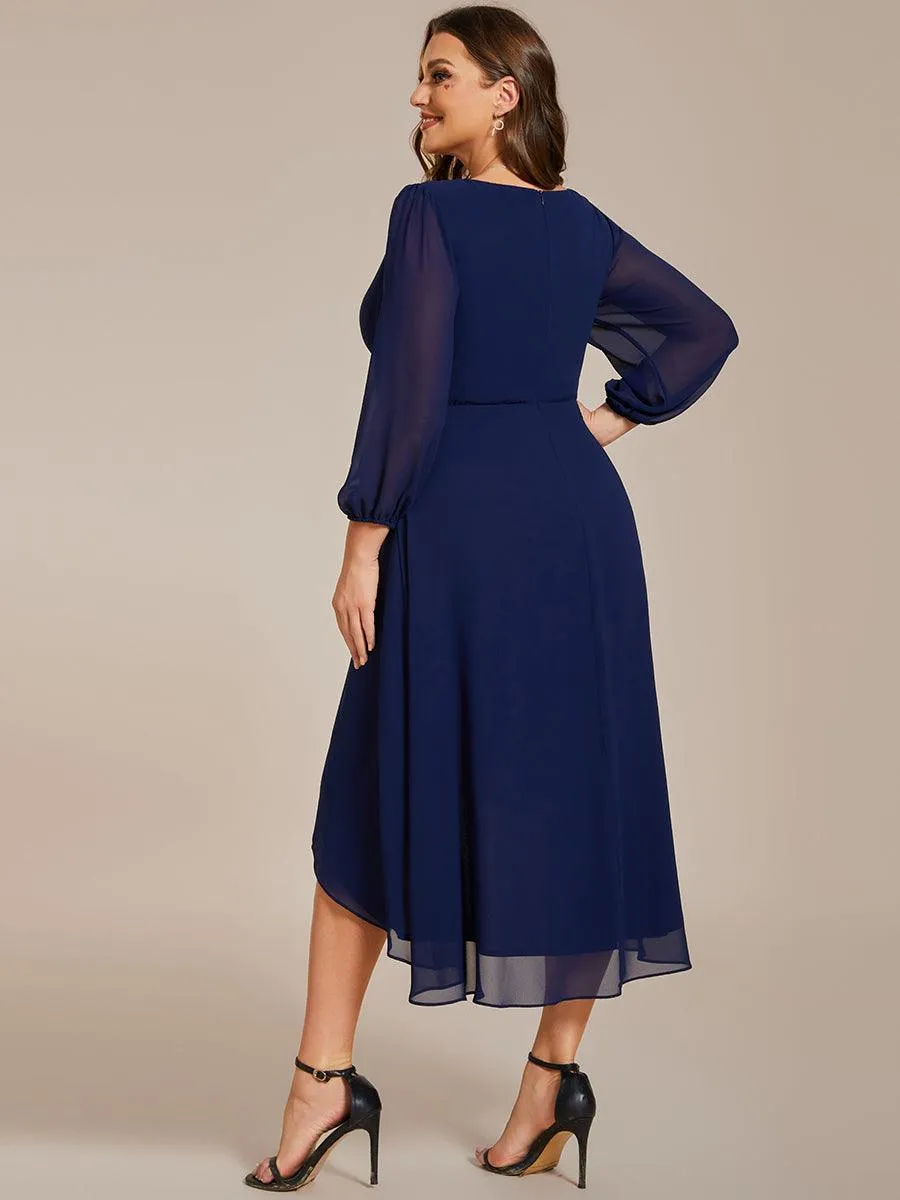 Robes de demoiselle d'honneur à manches longues et ourlet asymétrique