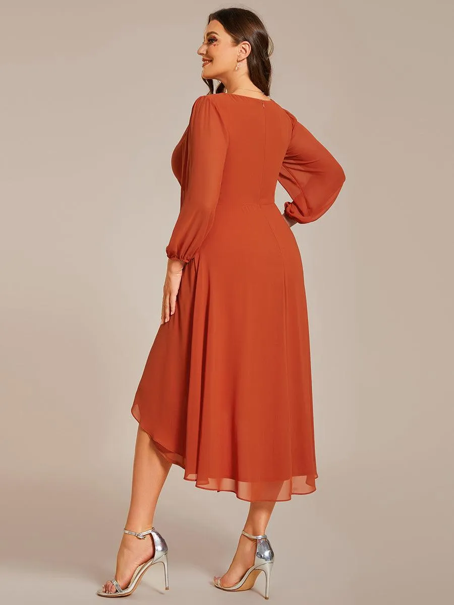 Robes de demoiselle d'honneur à manches longues et ourlet asymétrique