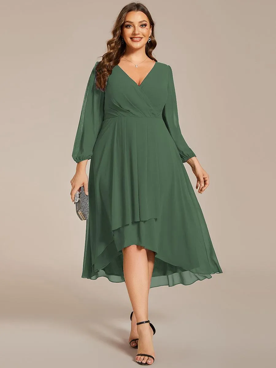 Robes de demoiselle d'honneur à manches longues et ourlet asymétrique