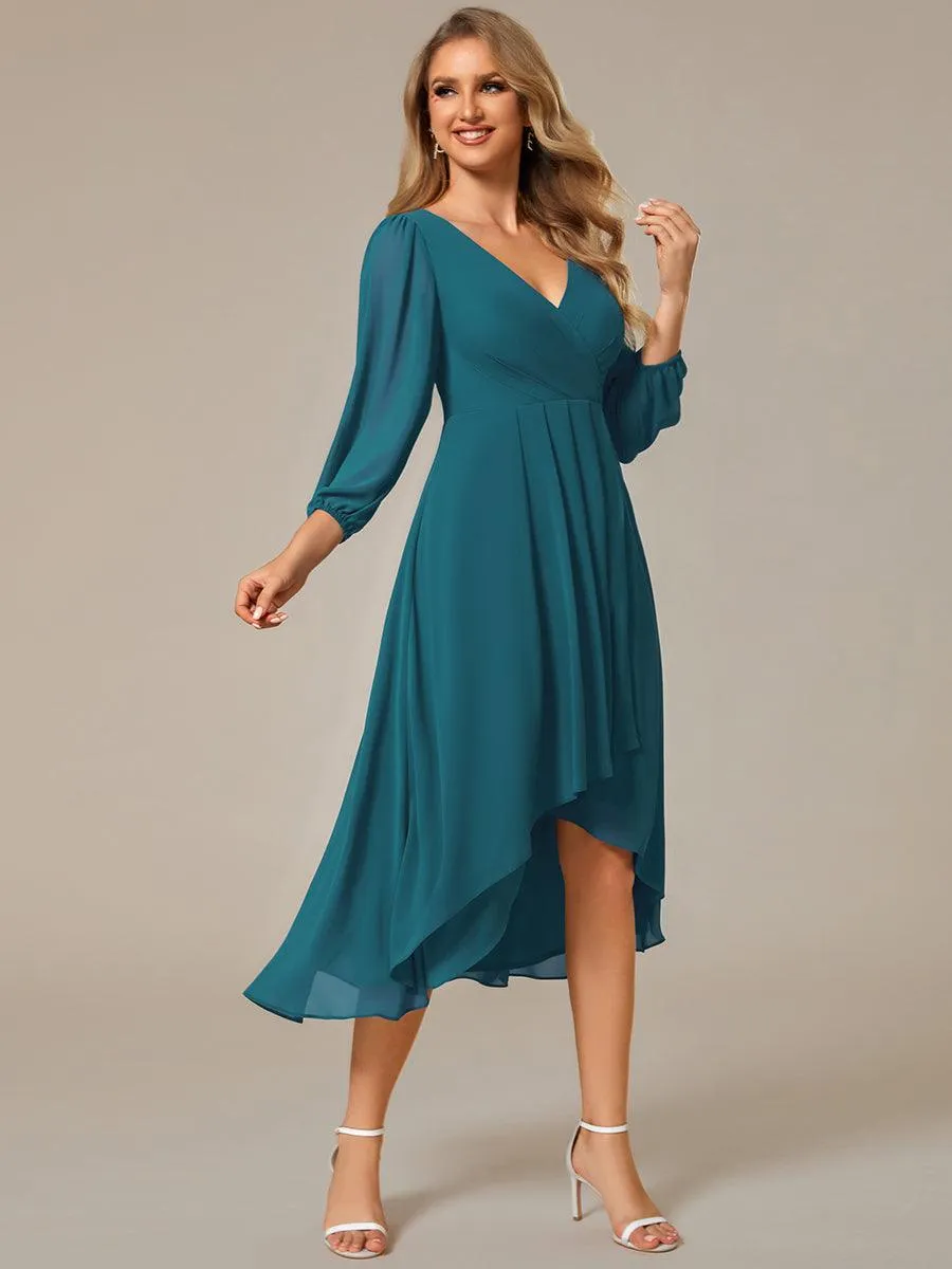 Robes de demoiselle d'honneur à manches longues et ourlet asymétrique