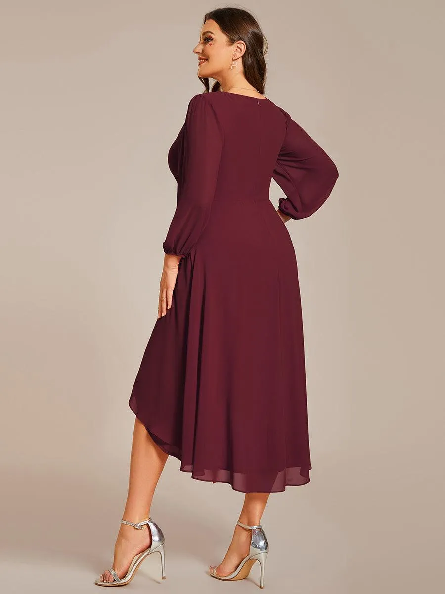 Robes de demoiselle d'honneur à manches longues et ourlet asymétrique