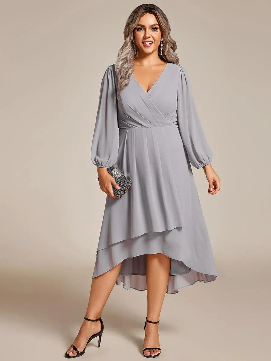 Robes de demoiselle d'honneur à manches longues et ourlet asymétrique