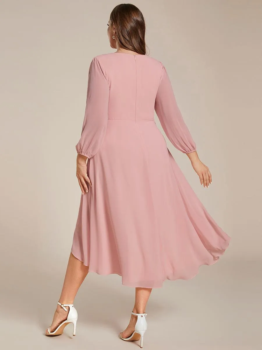 Robes de demoiselle d'honneur à manches longues et ourlet asymétrique