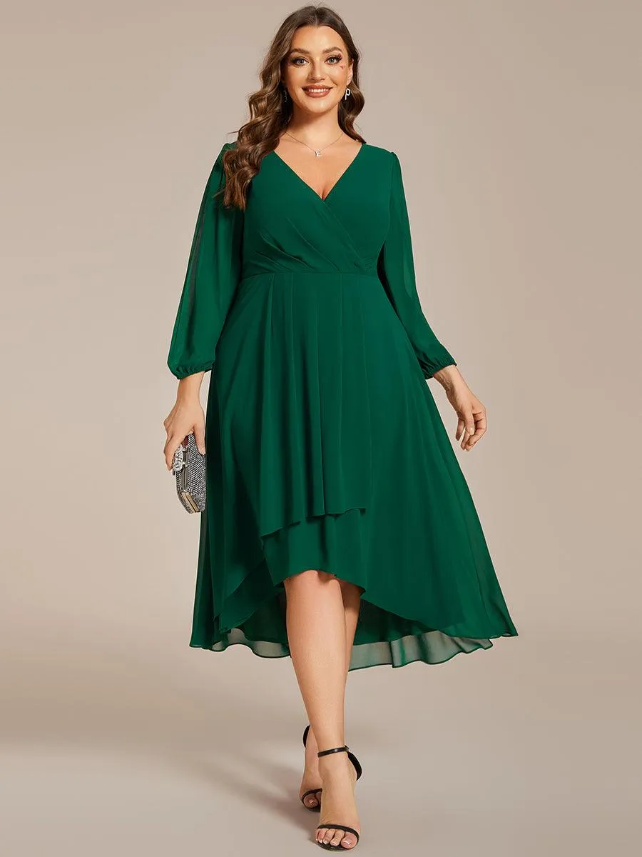 Robes de demoiselle d'honneur à manches longues et ourlet asymétrique
