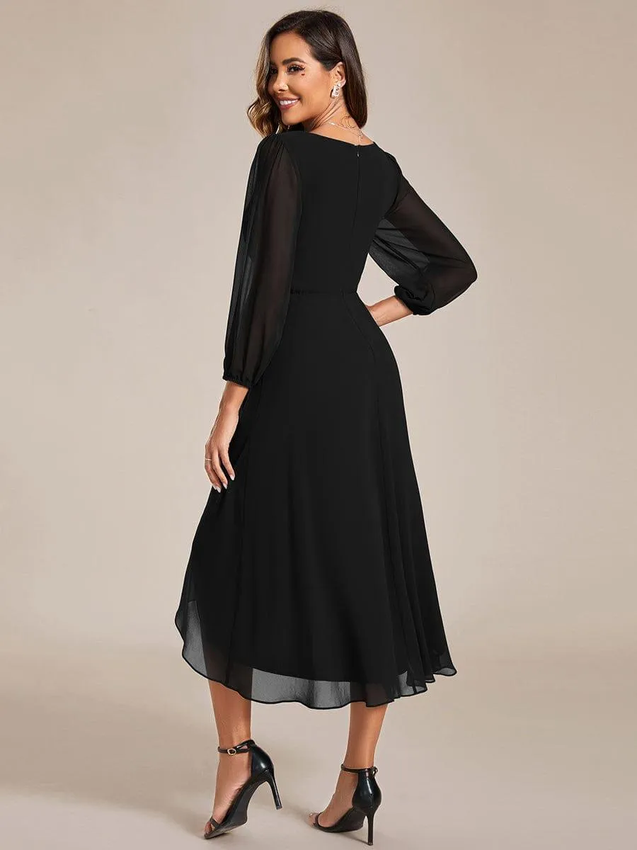 Robes de demoiselle d'honneur à manches longues et ourlet asymétrique