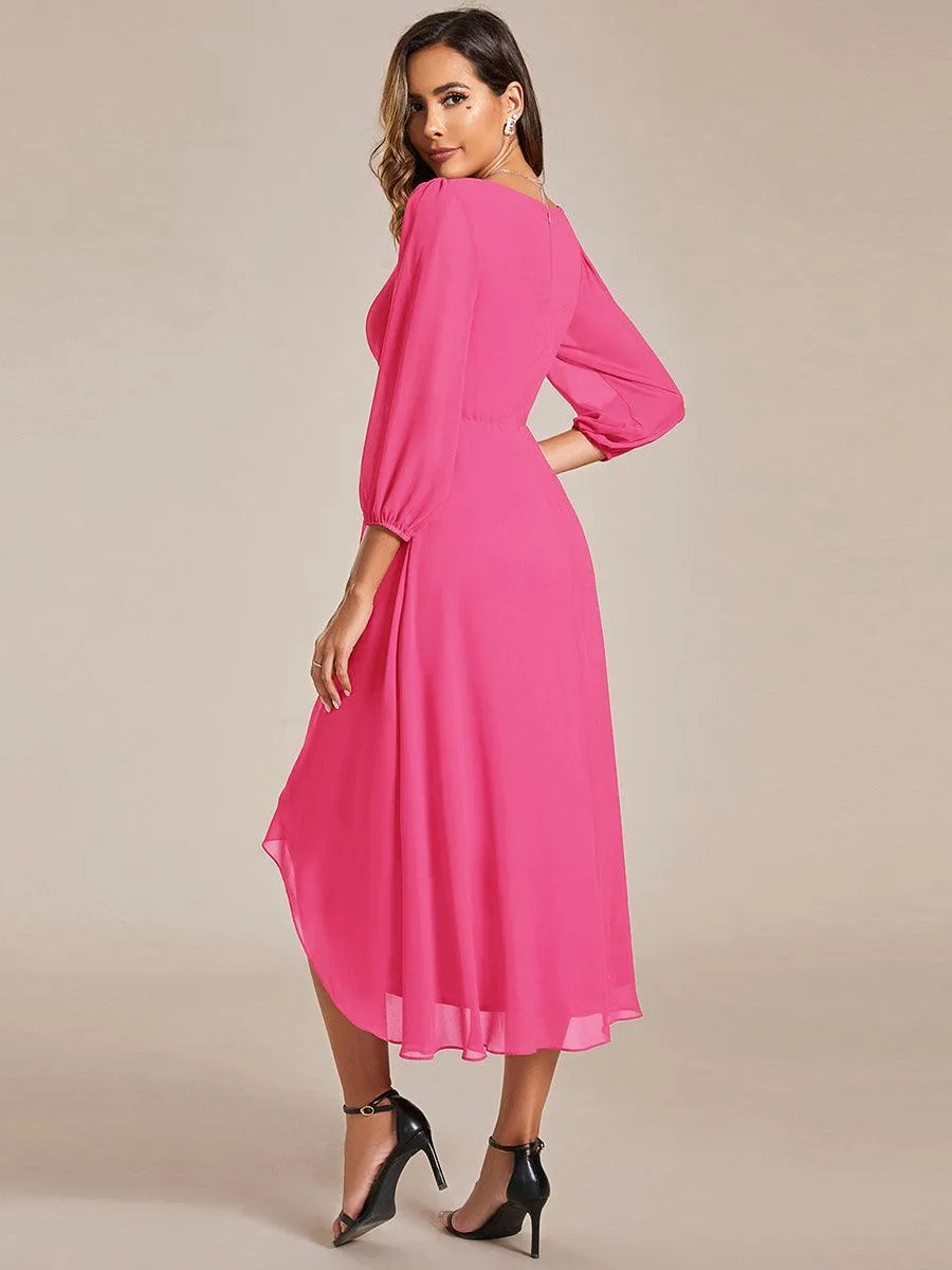 Robes de demoiselle d'honneur à manches longues et ourlet asymétrique