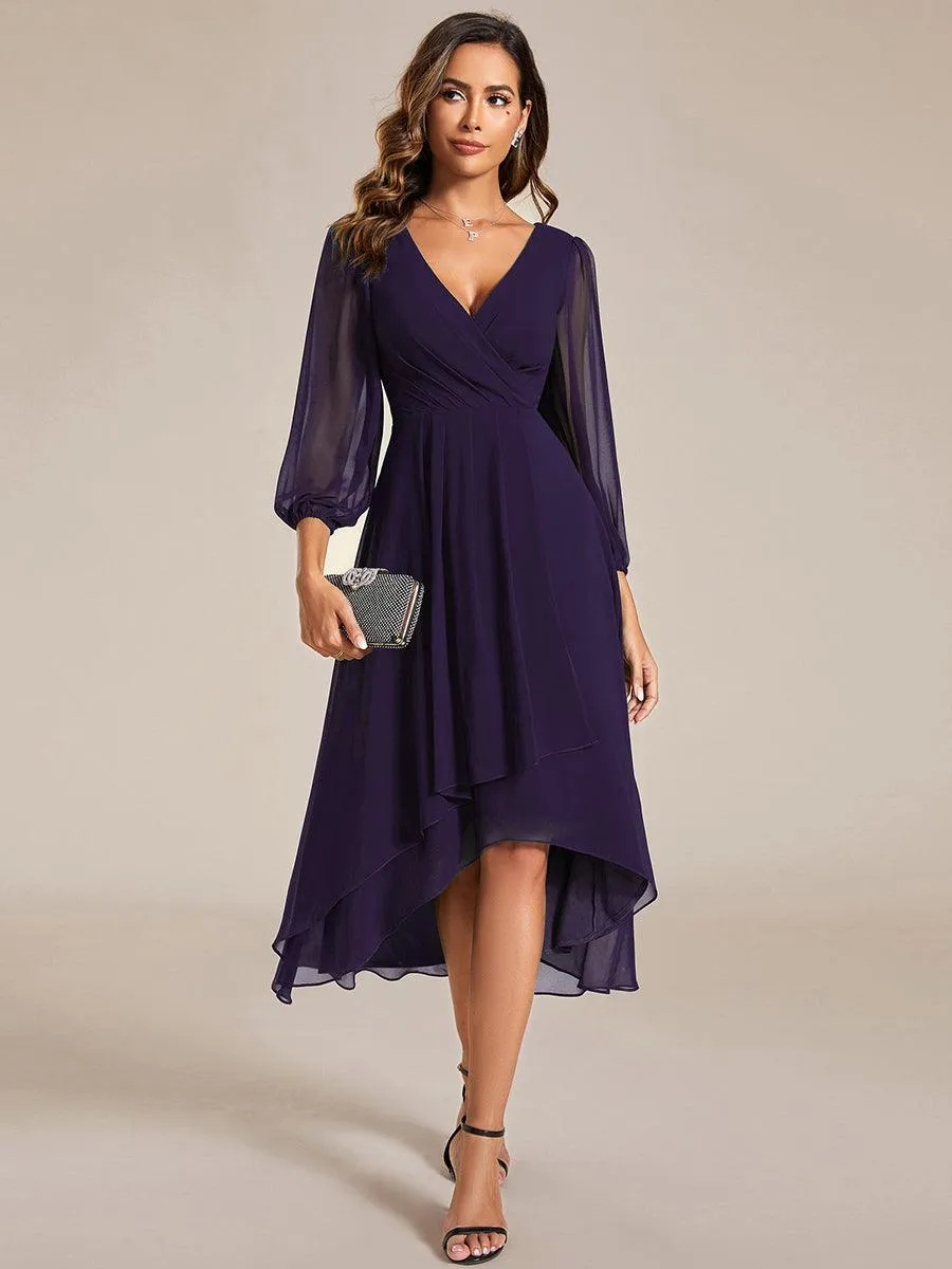 Robes de demoiselle d'honneur à manches longues et ourlet asymétrique