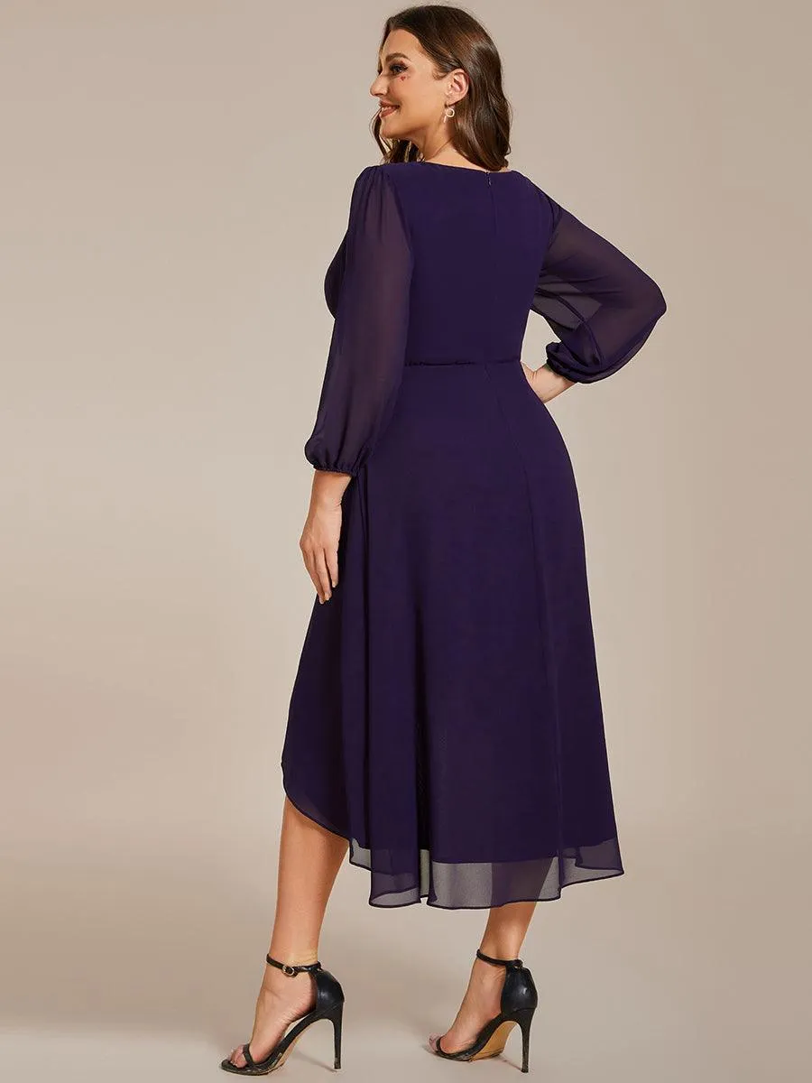 Robes de demoiselle d'honneur à manches longues et ourlet asymétrique