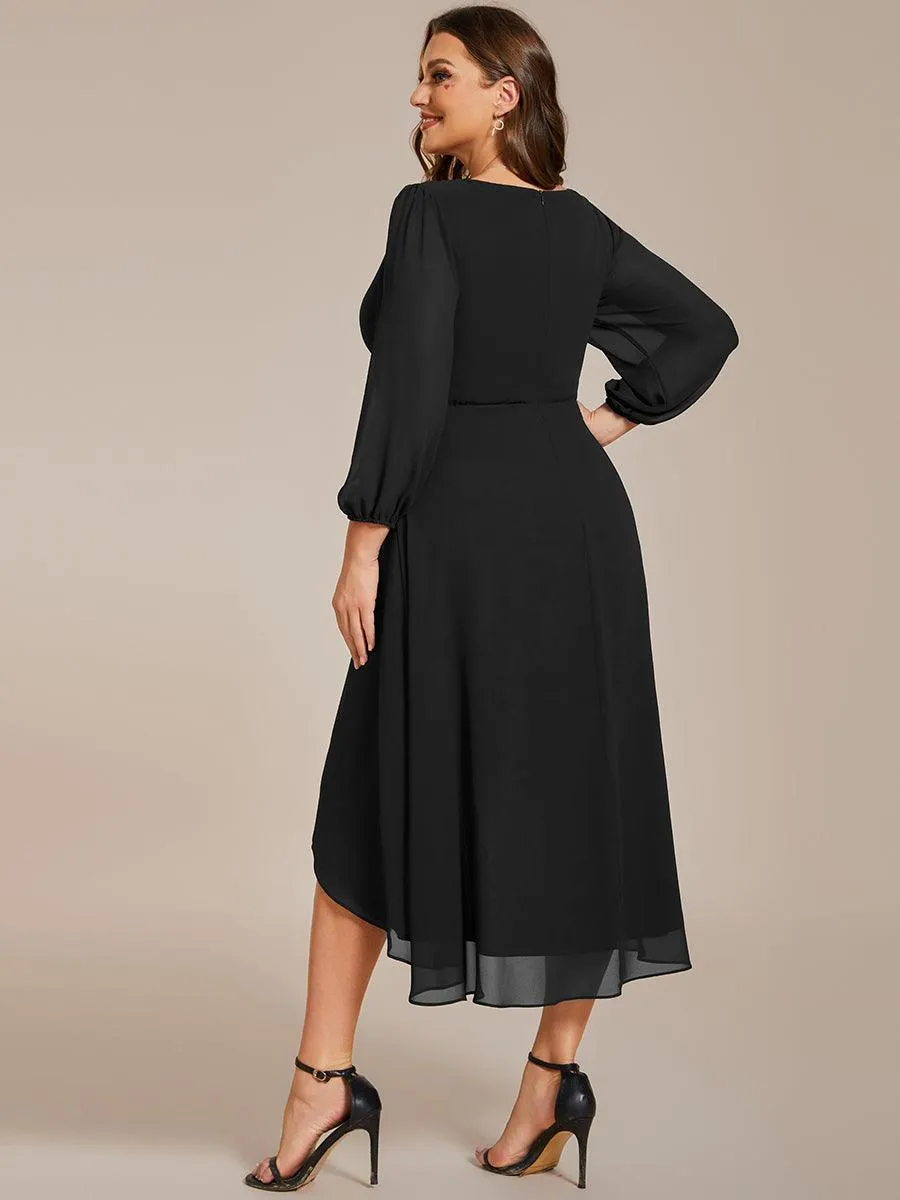 Robes de demoiselle d'honneur à manches longues et ourlet asymétrique