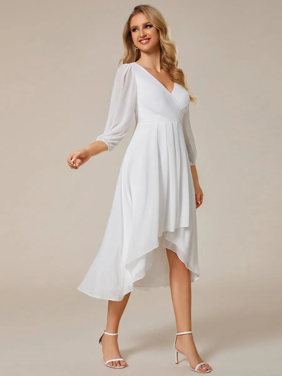 Robes de demoiselle d'honneur à manches longues et ourlet asymétrique