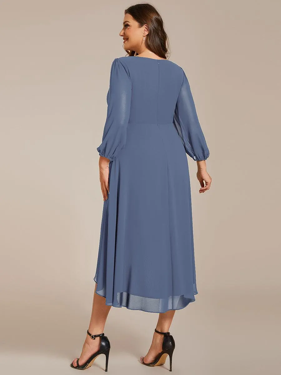 Robes de demoiselle d'honneur à manches longues et ourlet asymétrique