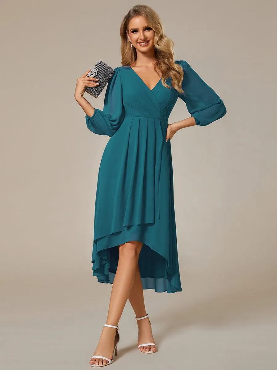Robes de demoiselle d'honneur à manches longues et ourlet asymétrique